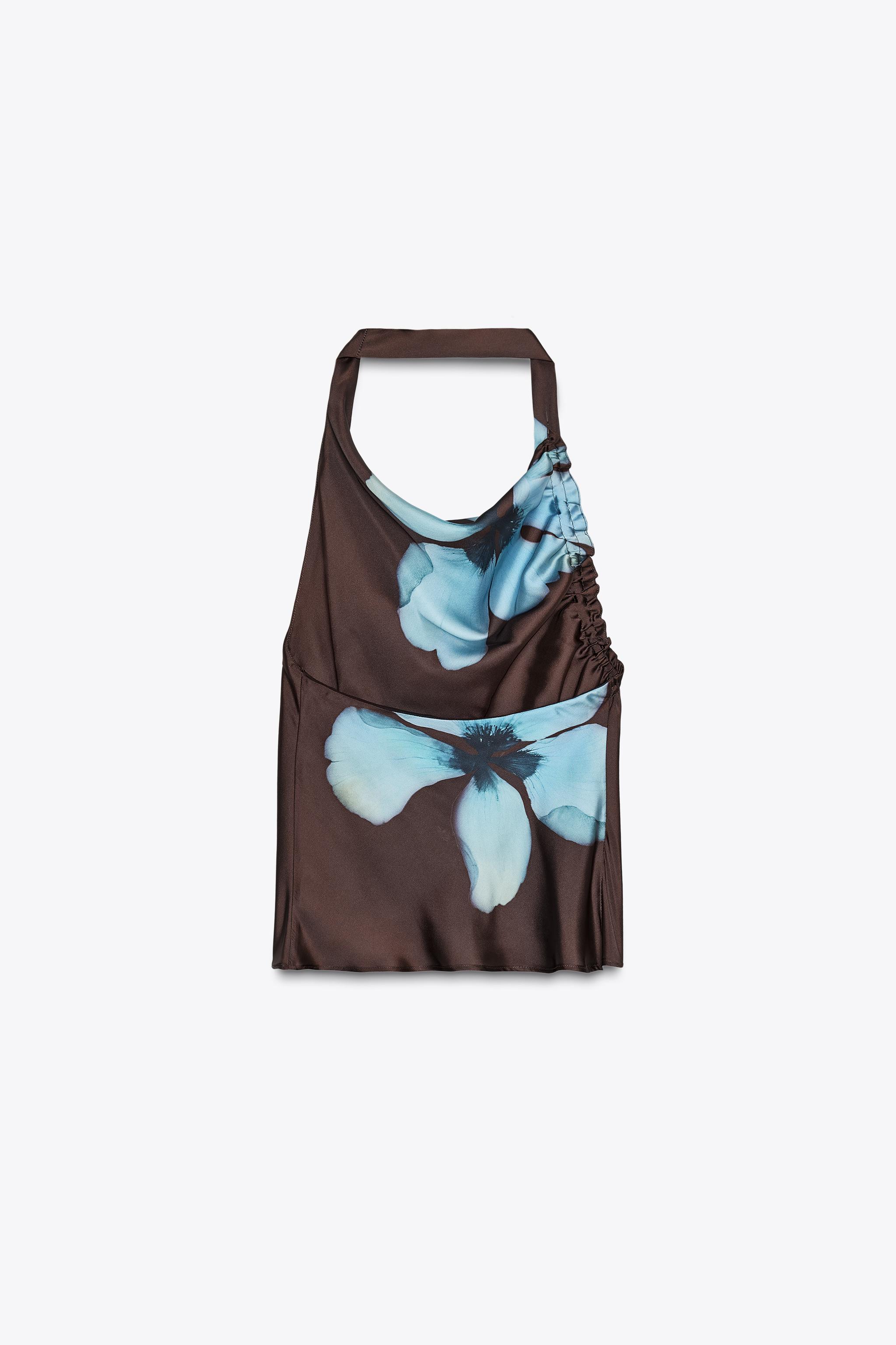 FLORAL PRINT SATIN EFFECT TOP