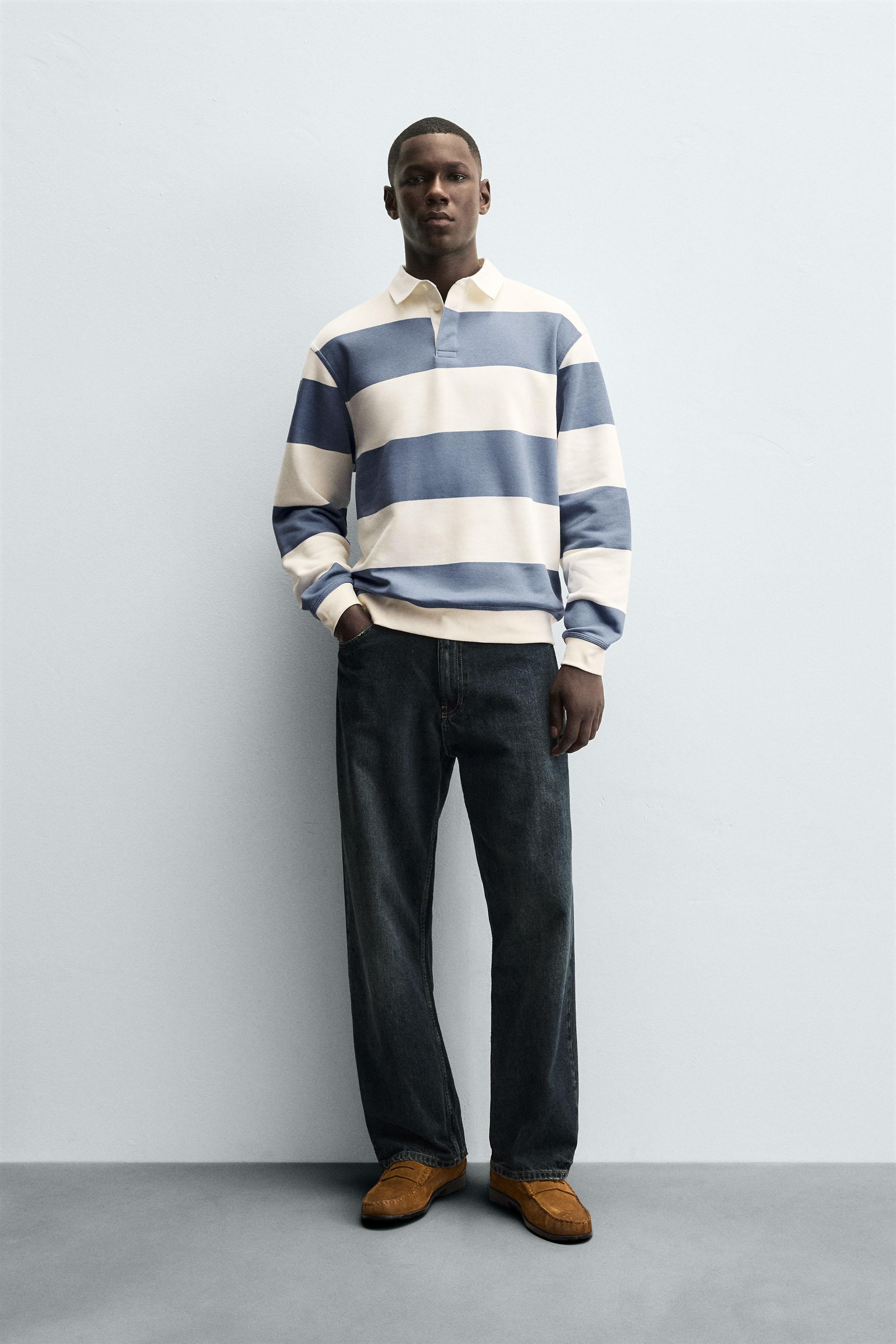 CONTRAST COLLAR POLO SWEATSHIRT