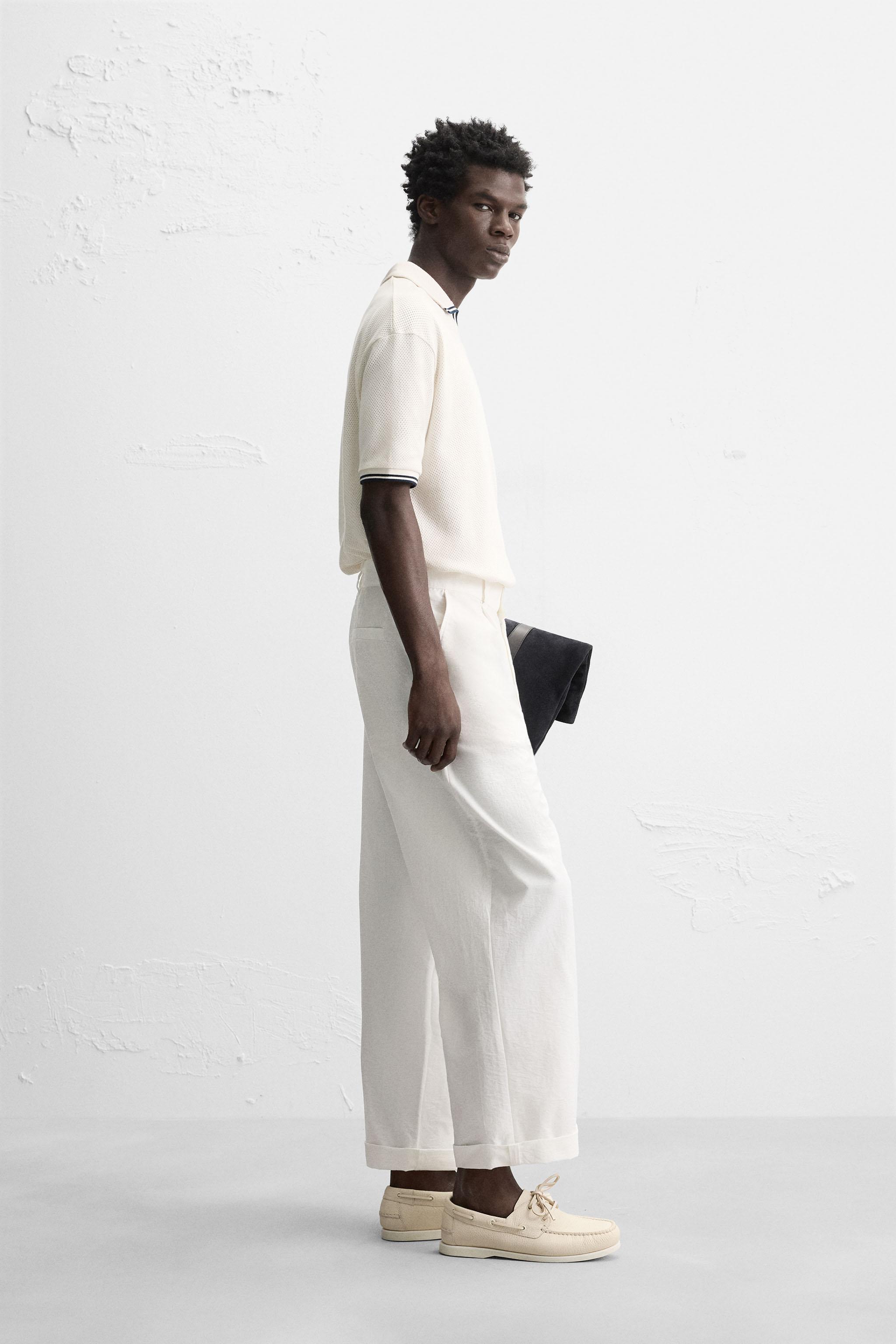 CONTRAST OPEN WEAVE POLO SHIRT