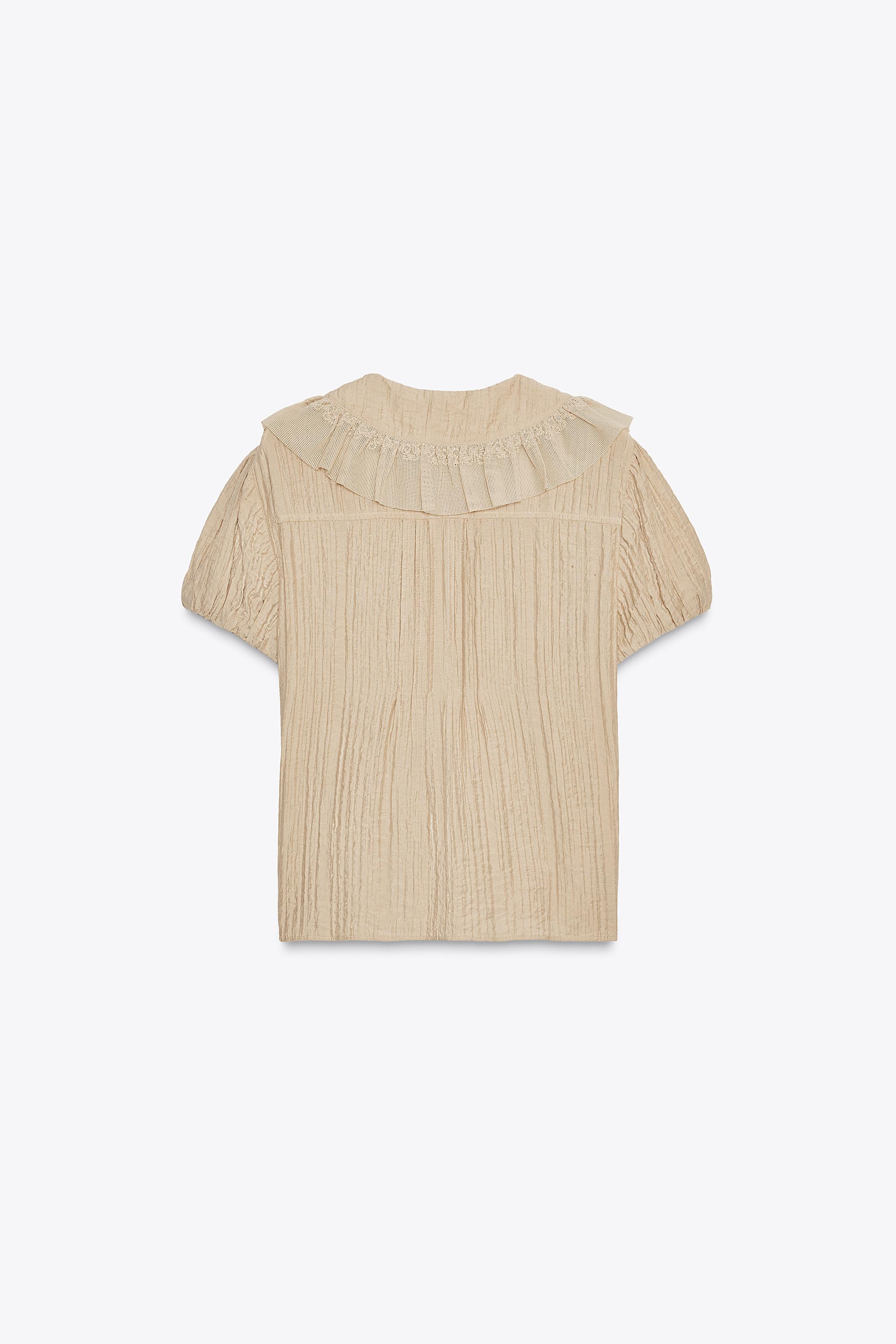 EMBROIDERED PETER PAN COLLAR SHIRT