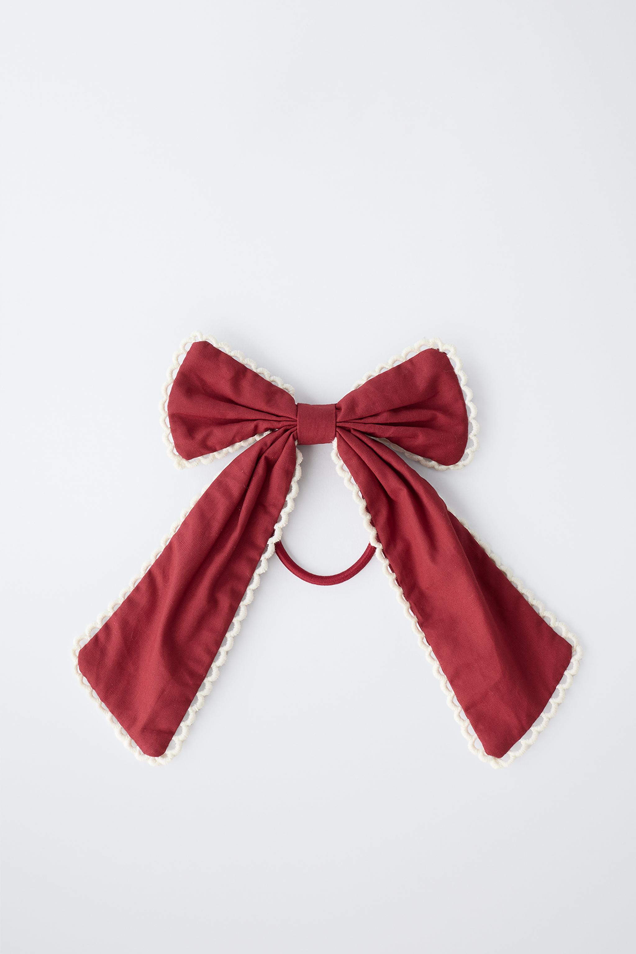 CONTRAST TRIM BOW HAIR TIE