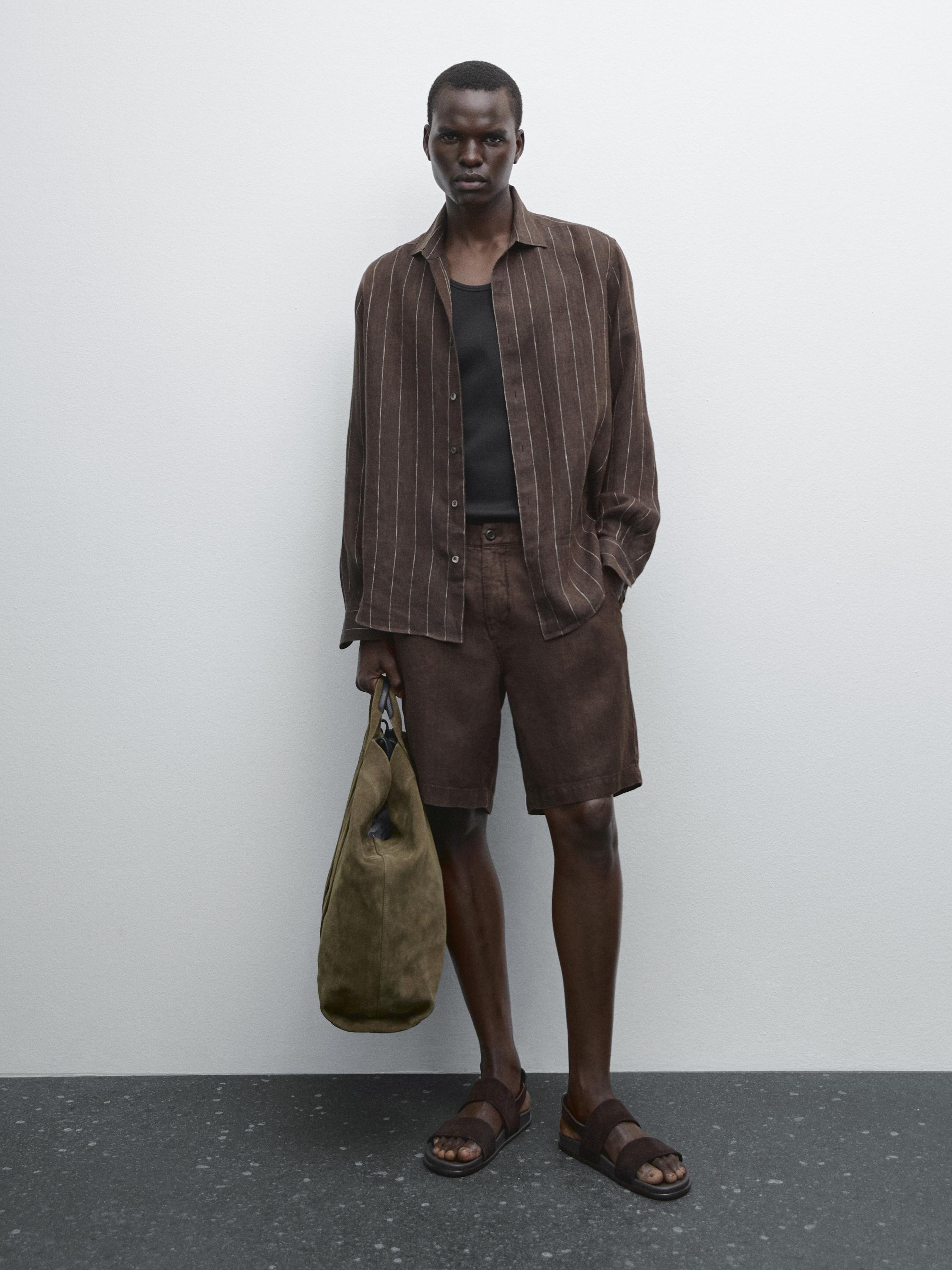 100% linen Bermuda shorts