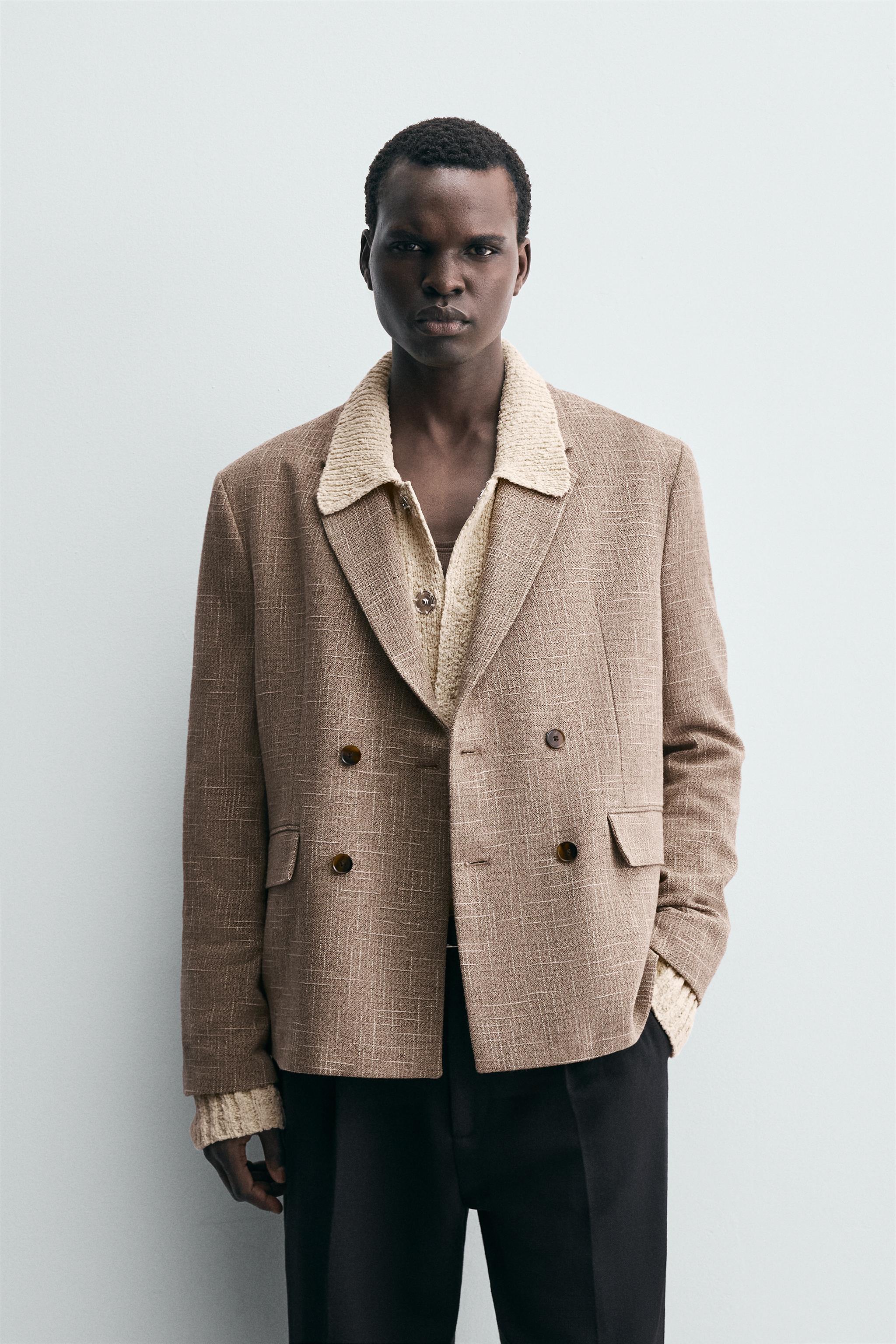 TEXTURED DOUBLE BREASTED BLAZER