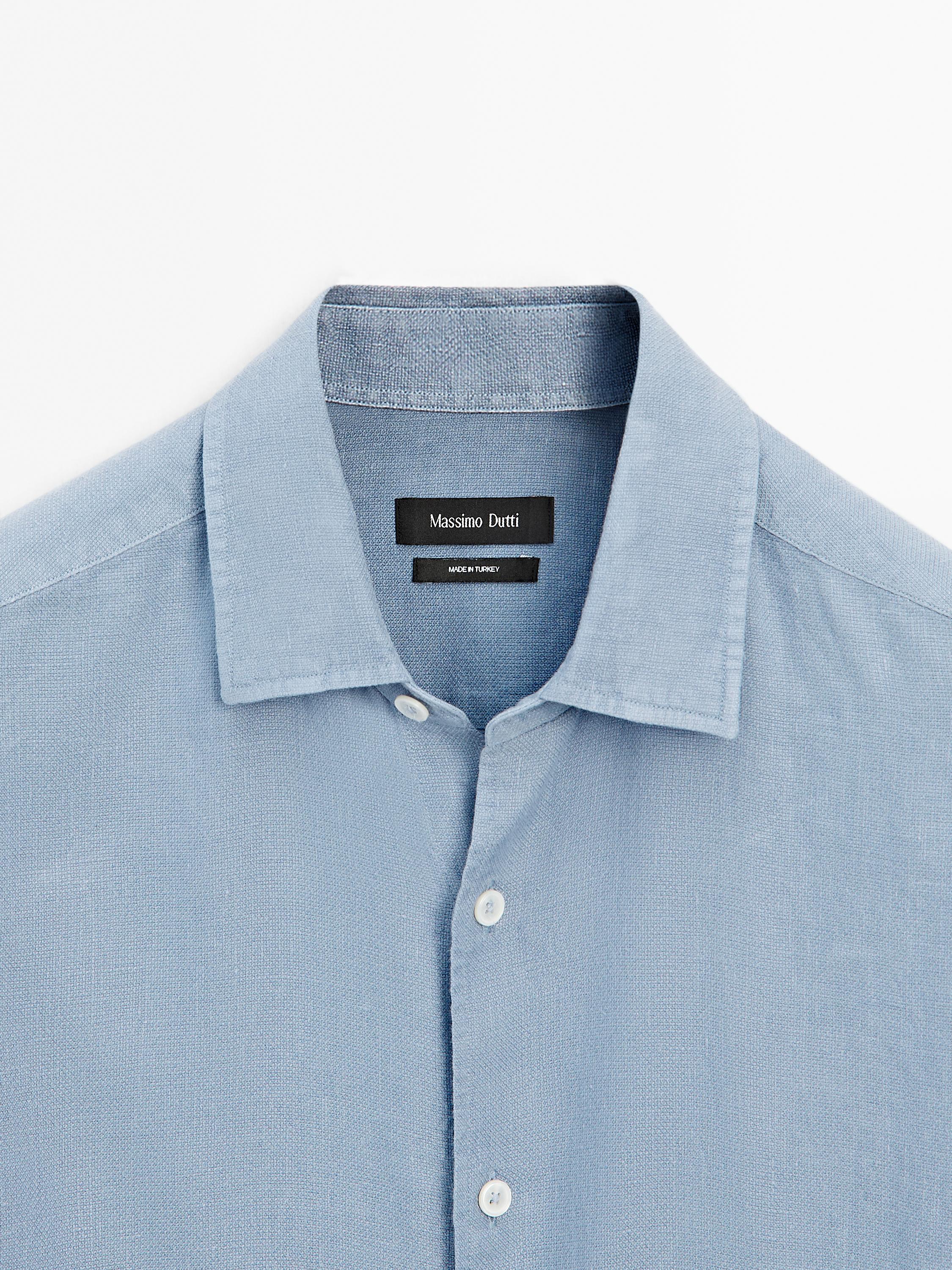 Slim fit linen blend shirt