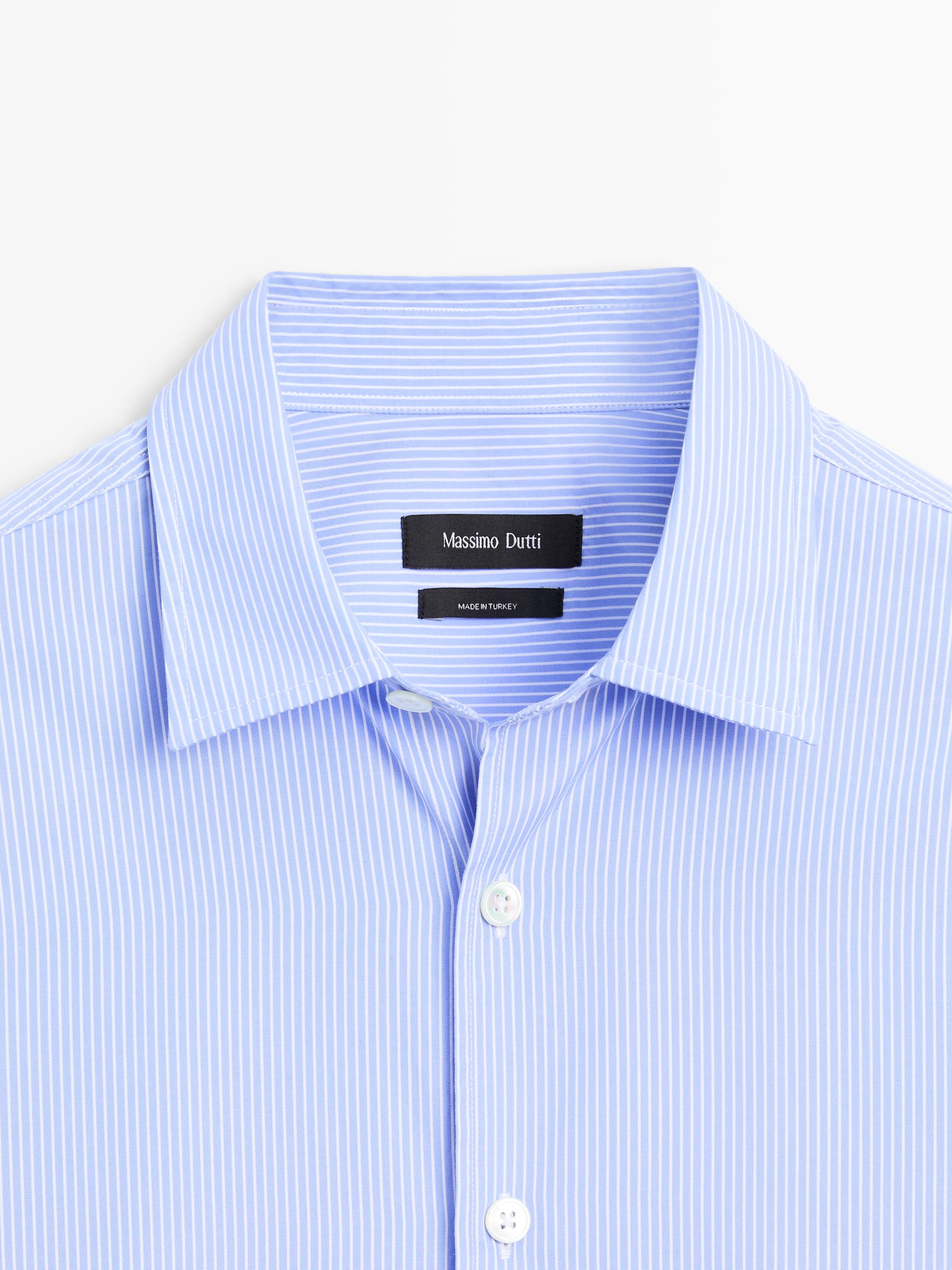 Regular fit striped poplin shirt