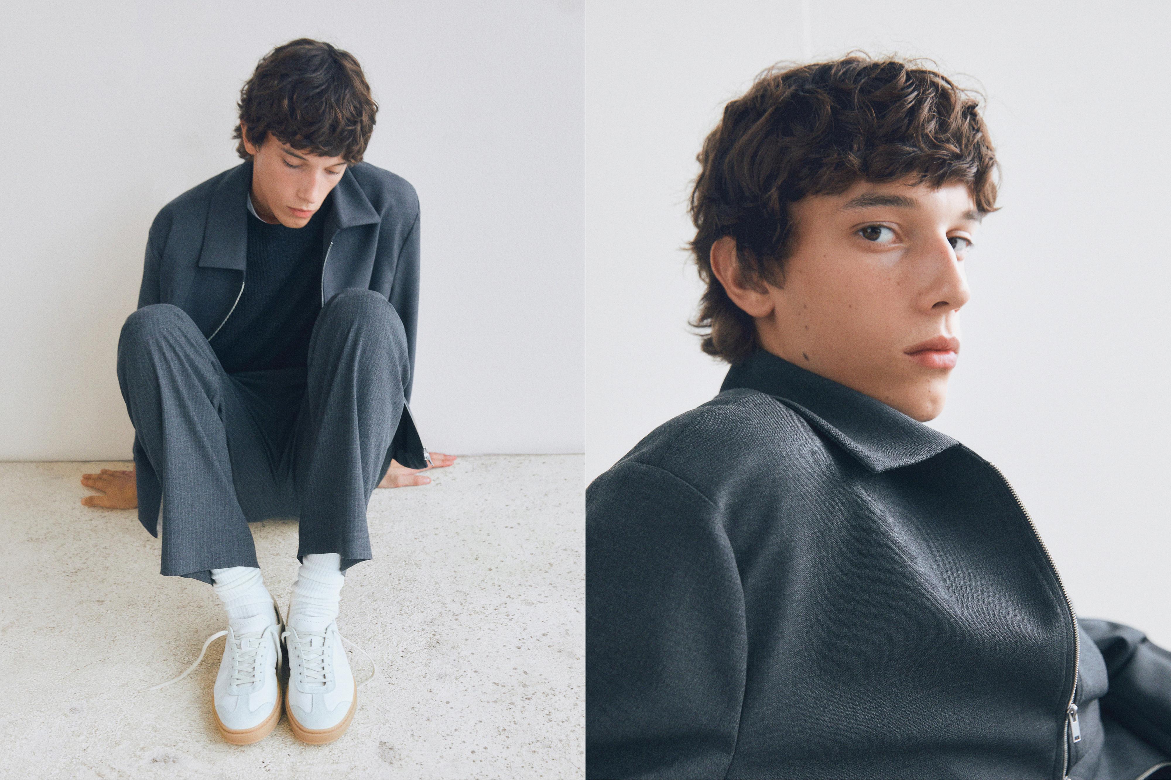 Contrast leather trainers