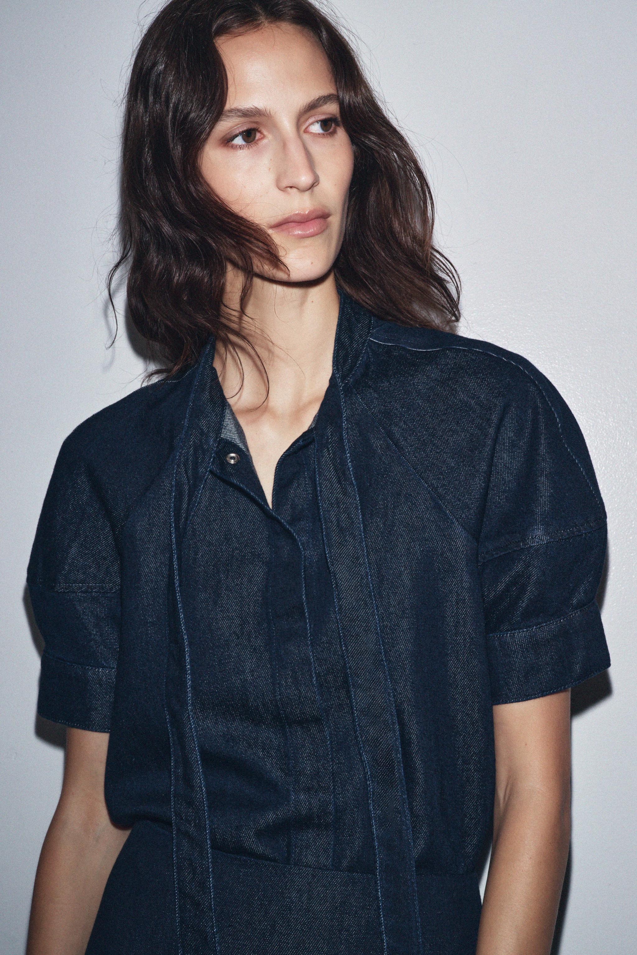 ZW COLLECTION DENIM TIE SHIRT