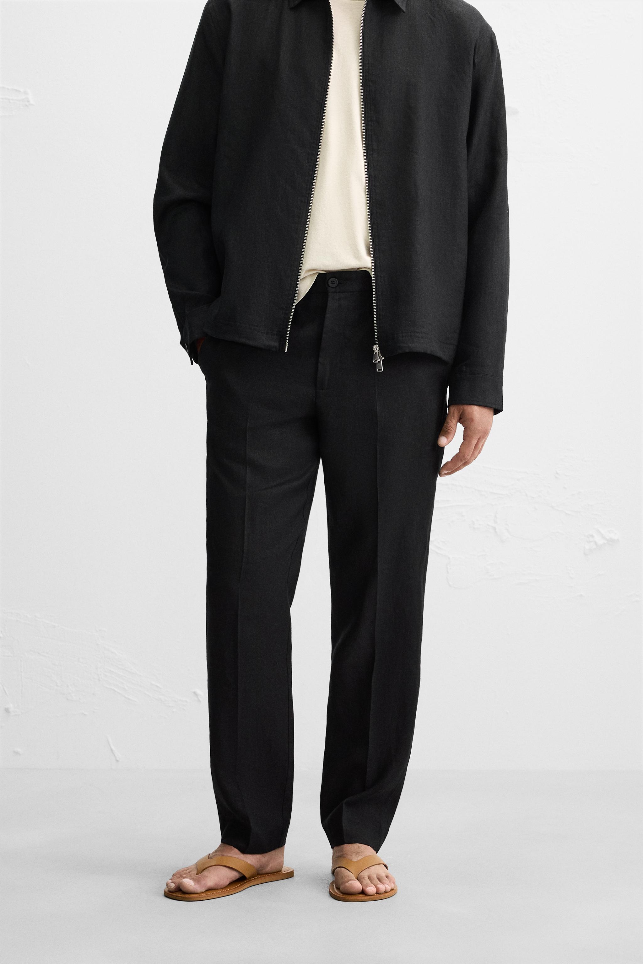 100% LINEN REGULAR FIT PANTS