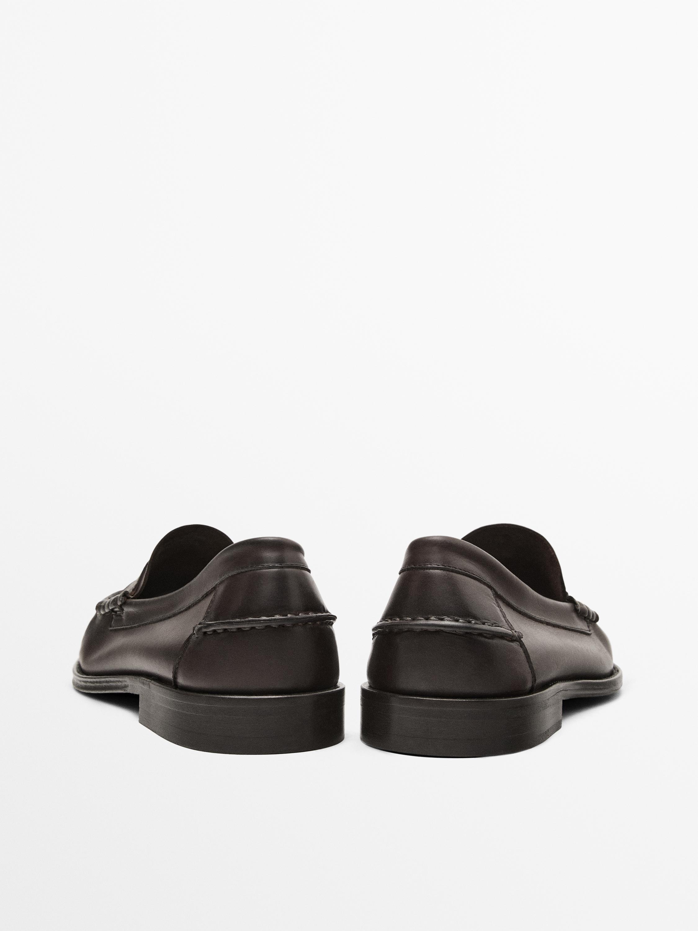 Oiled leather penny strap loafers