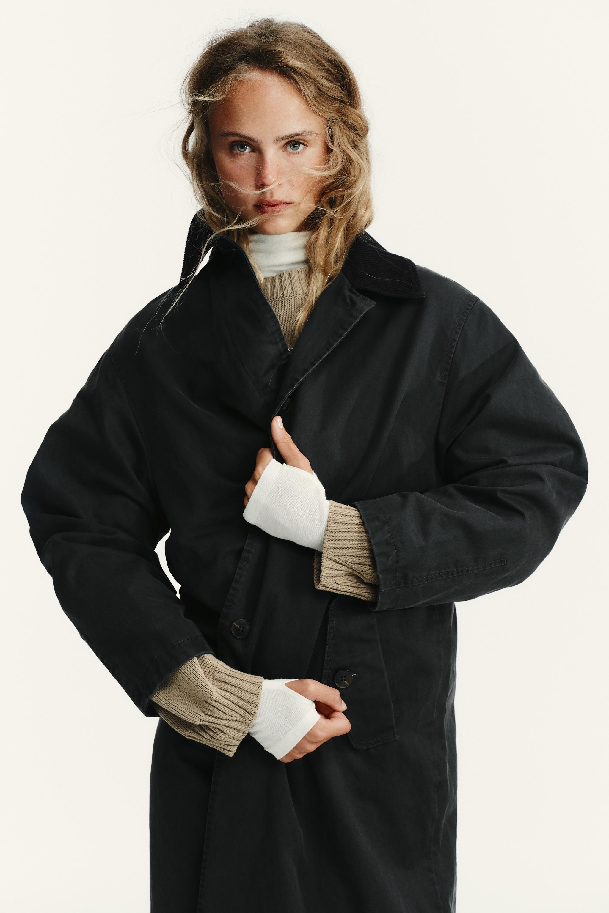 WAXED TRENCH COAT WITH CORDUROY COLLAR