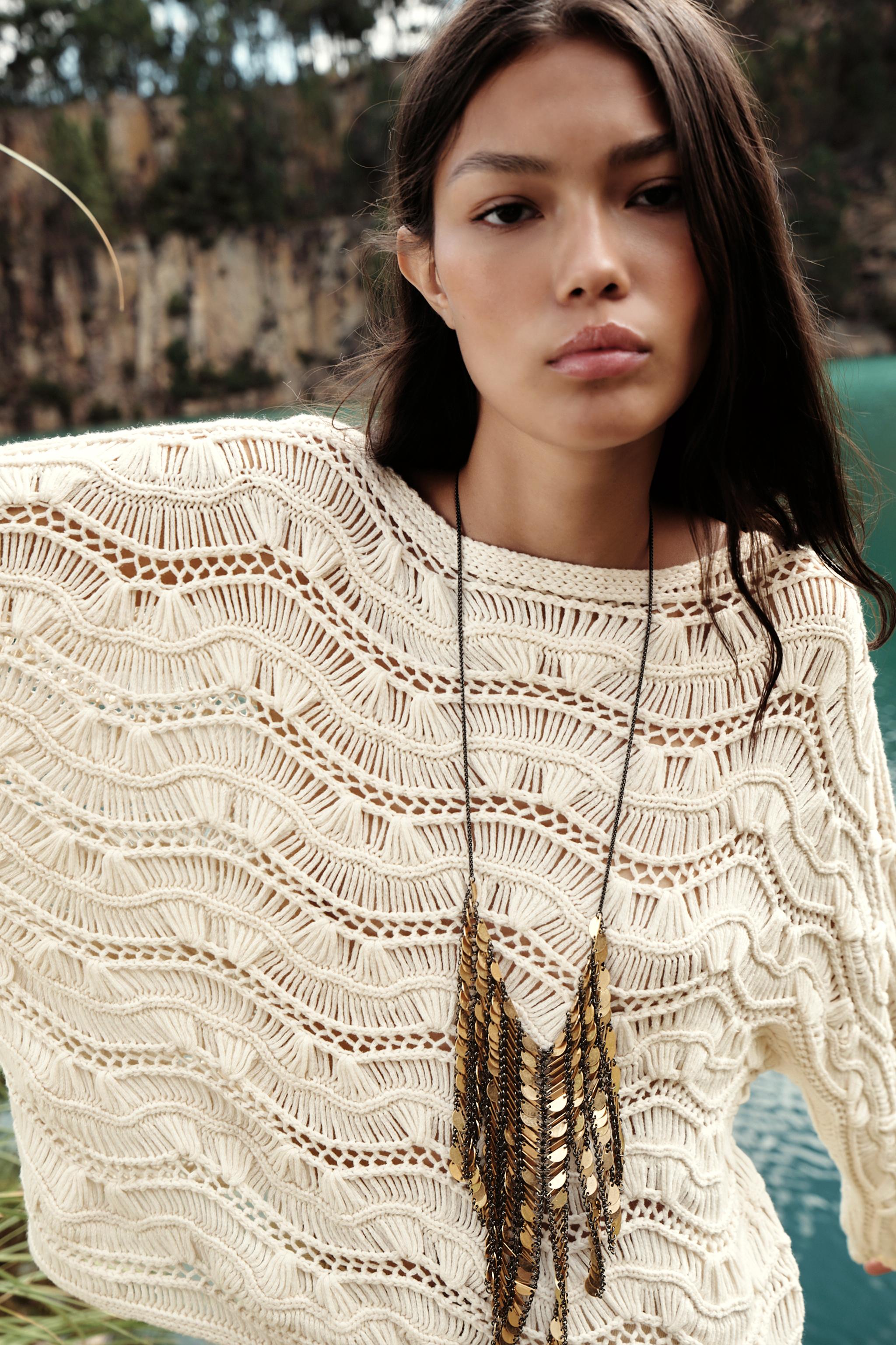 DROP NEEDLE KNIT SWEATER