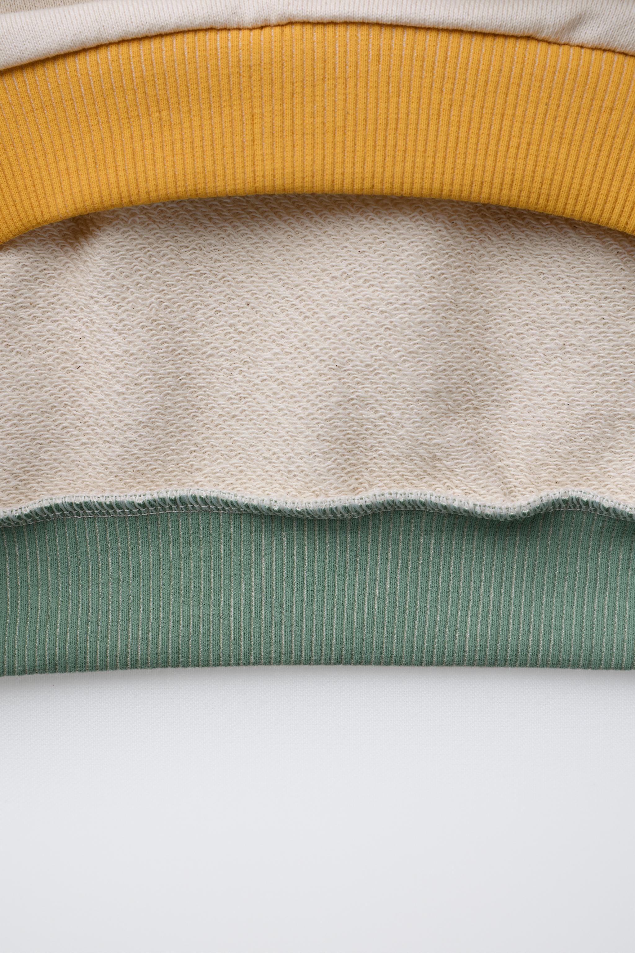 CONTRAST RIB EMBROIDERED TEXT SWEATSHIRT