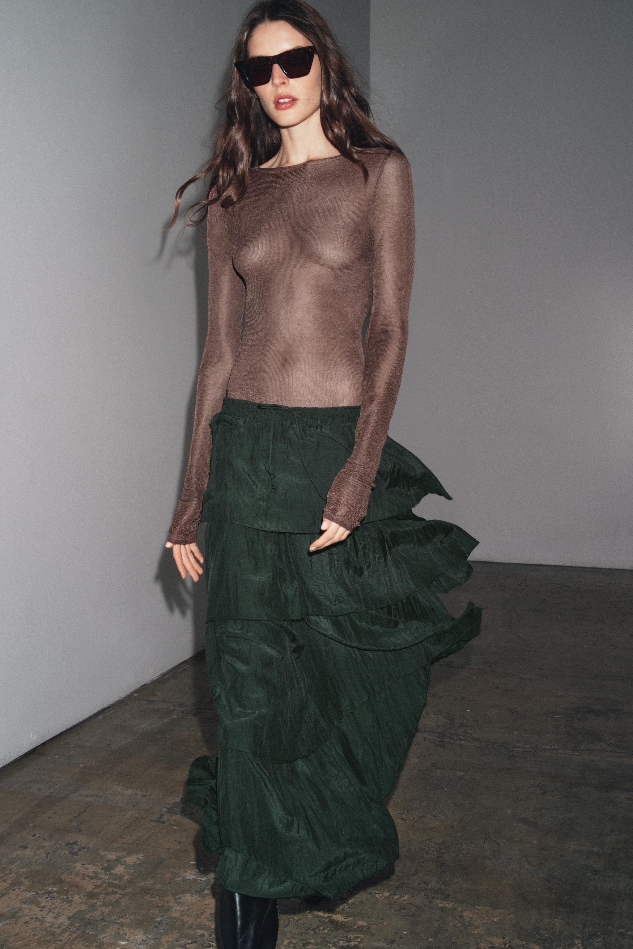 RUFFLED MIDI SKIRT ZW COLLECTION