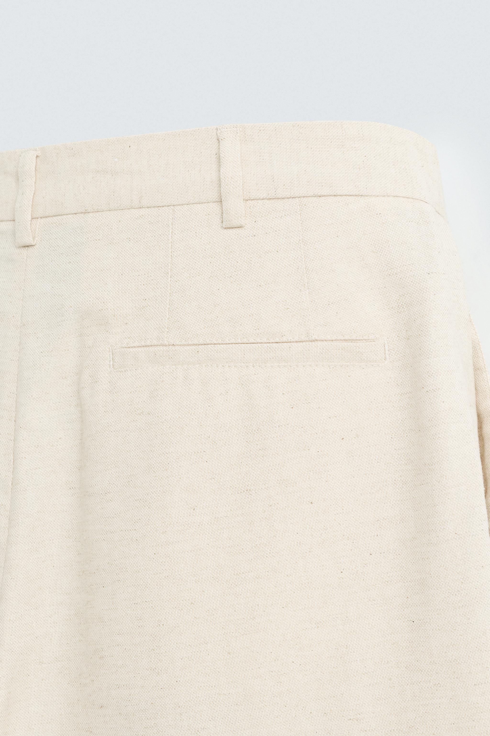 COTTON - LINEN PLEATED PANTS
