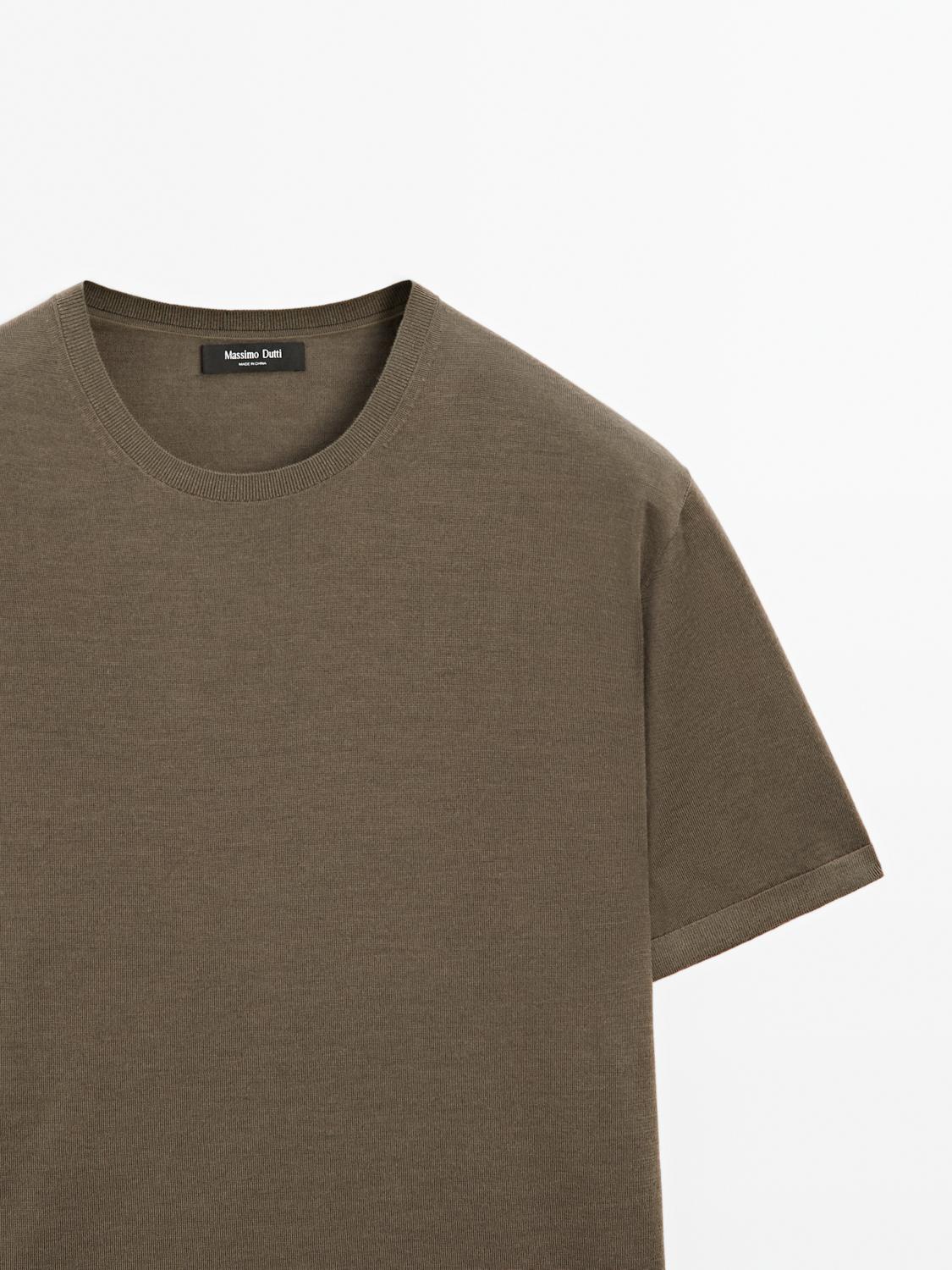 Short sleeve knit wool blend T-shirt