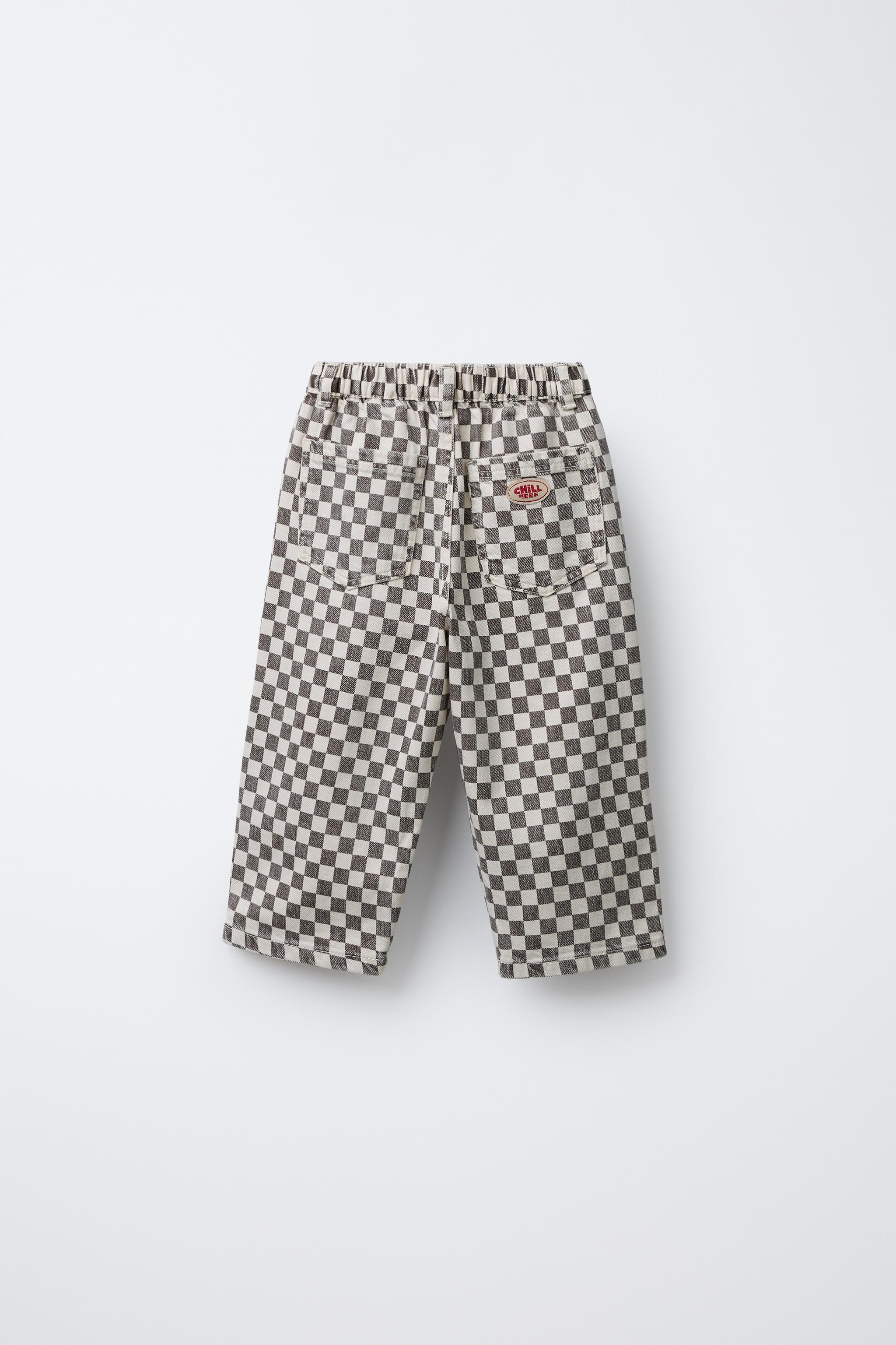 CHECKERBOARD BAGGY TWILL PANTS