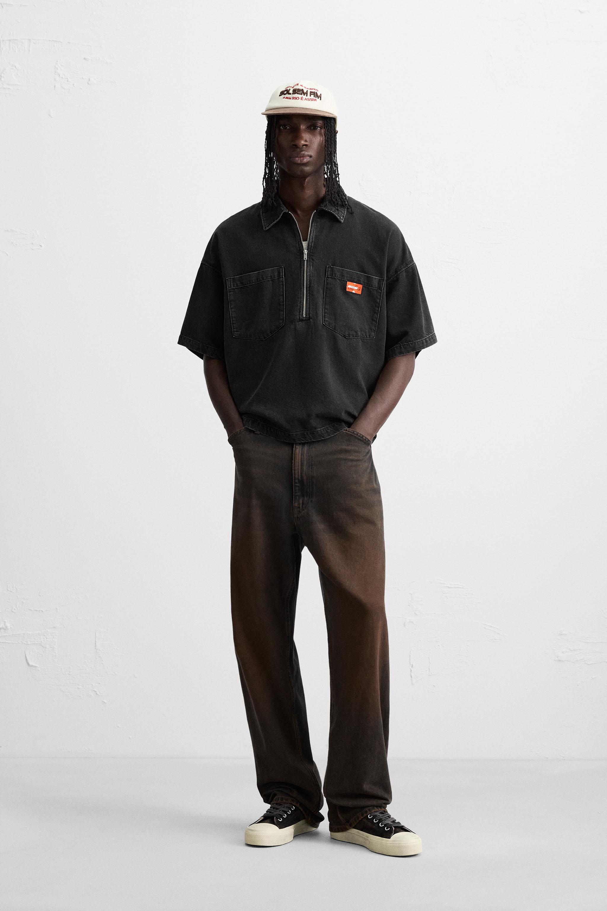 ZIPPER DENIM POLO SHIRT