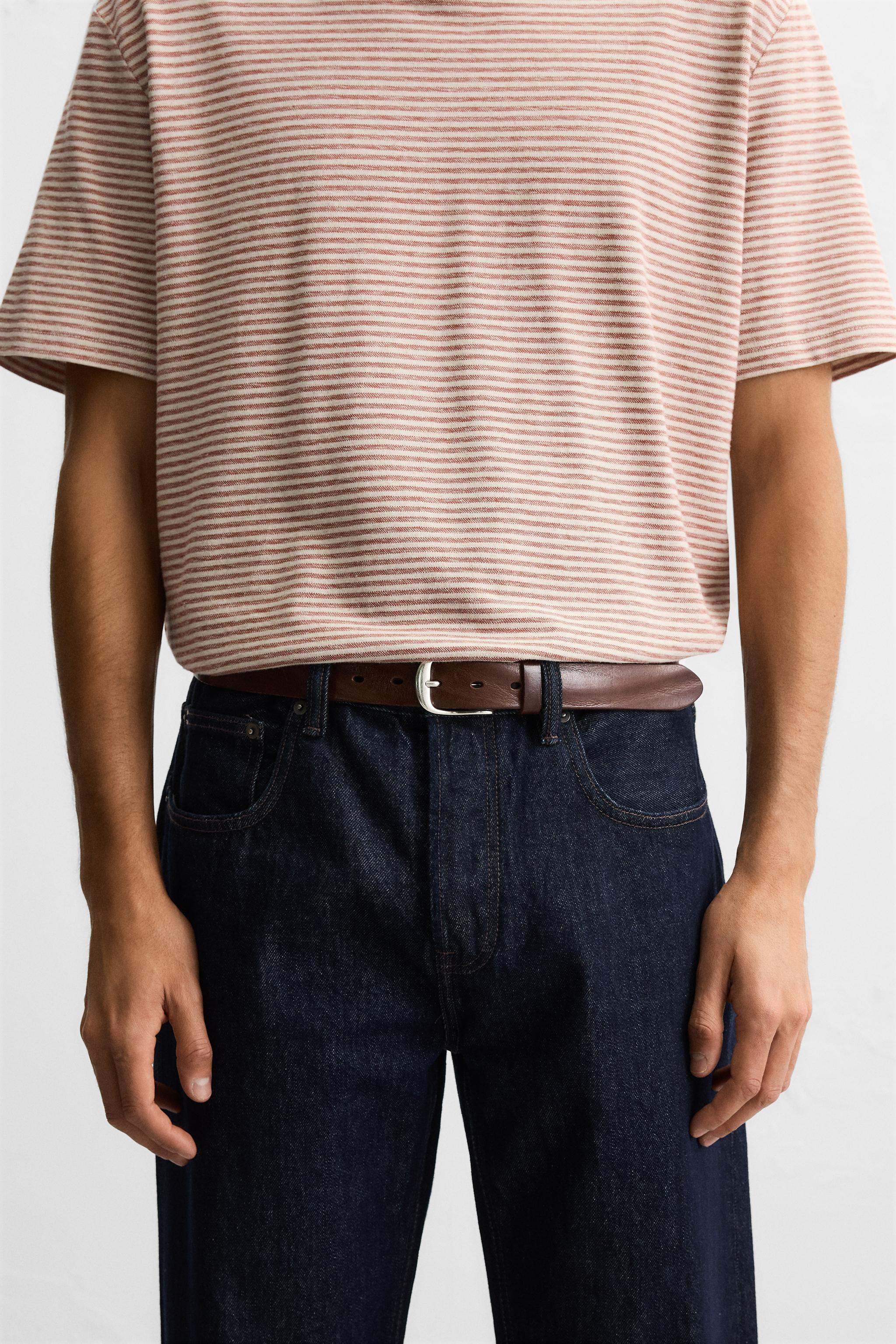 WRINKLED EFFECT LEATHER BELT