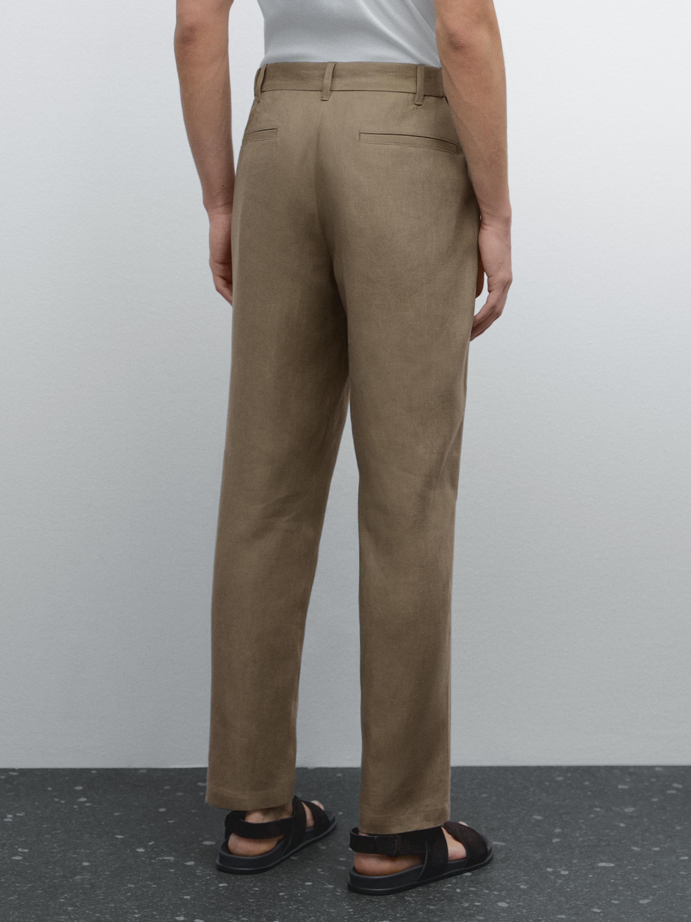 100% linen tapered fit trousers