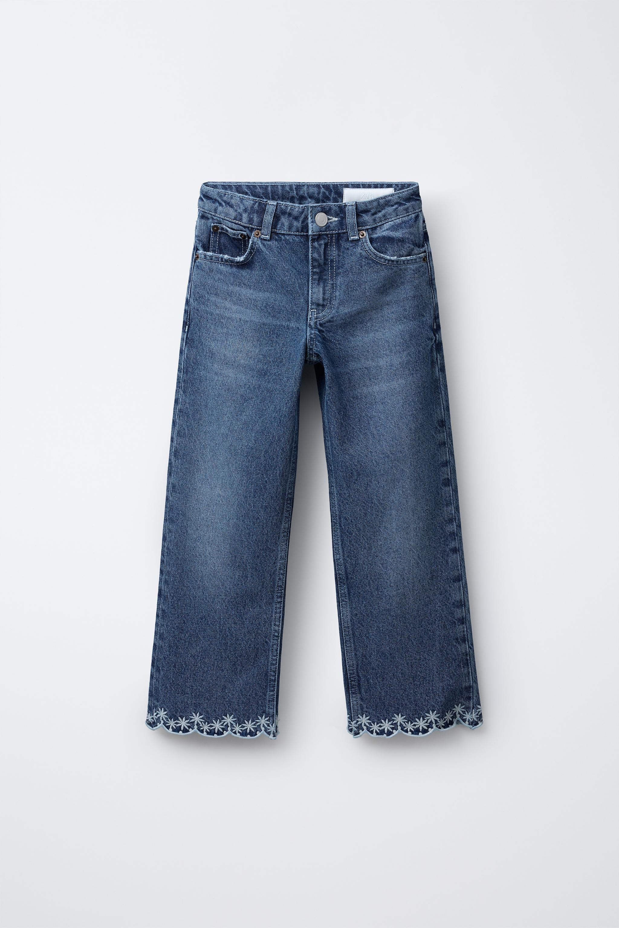 EMBROIDERED STRAIGHT DENIM PANTS