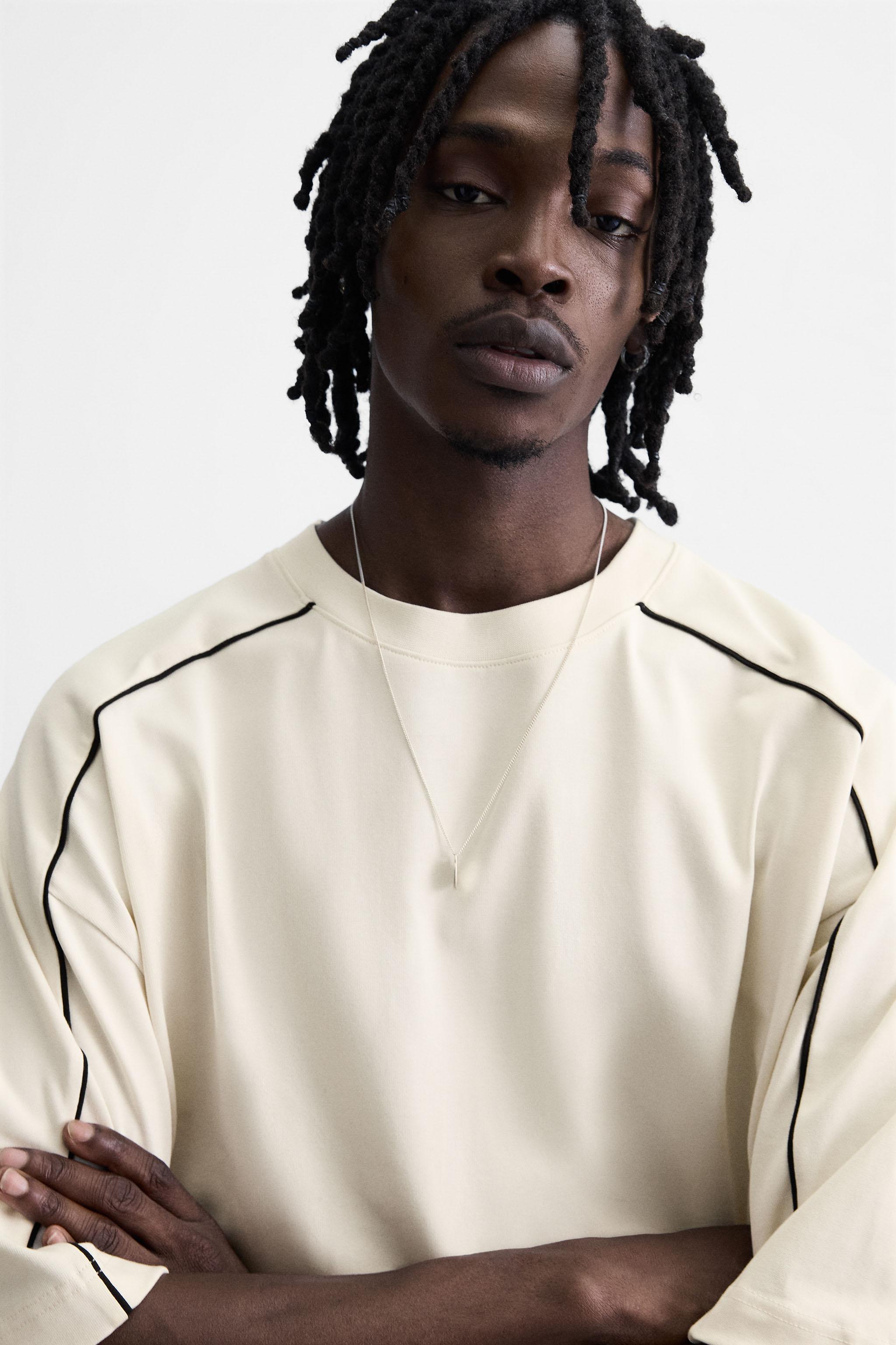 CONTRAST PIPED SWEATSHIRT