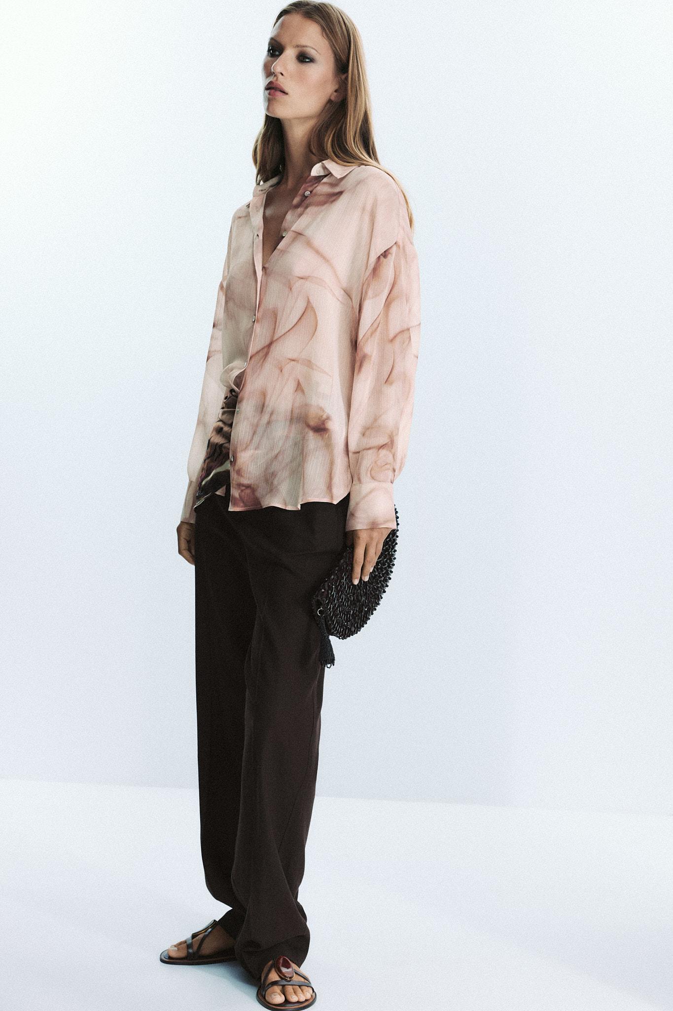 TIE-DYE PRINT COTTON GAUZE BLOUSE