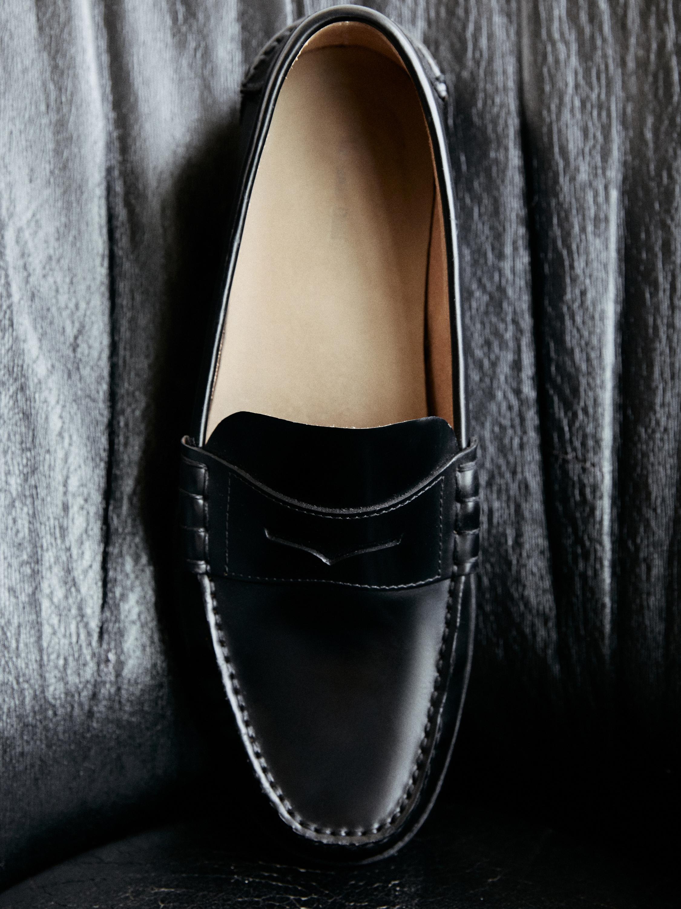 Leather loafers with penny strap