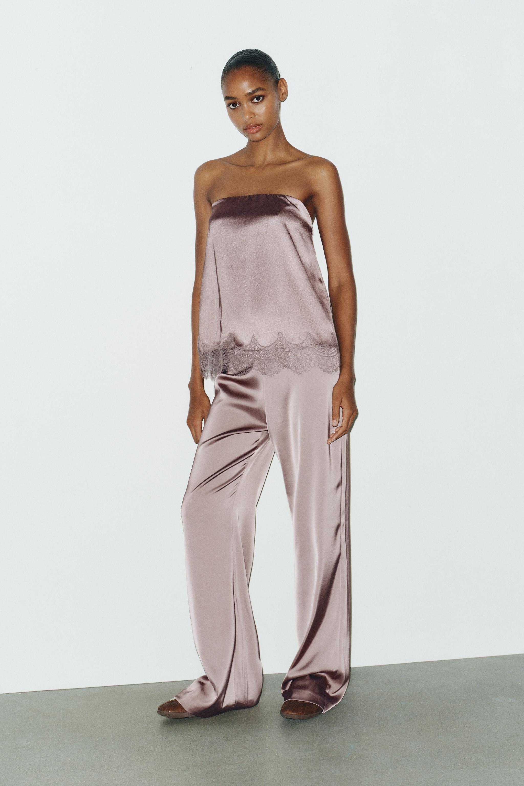 HIGH-WAISTED SATIN PANTS