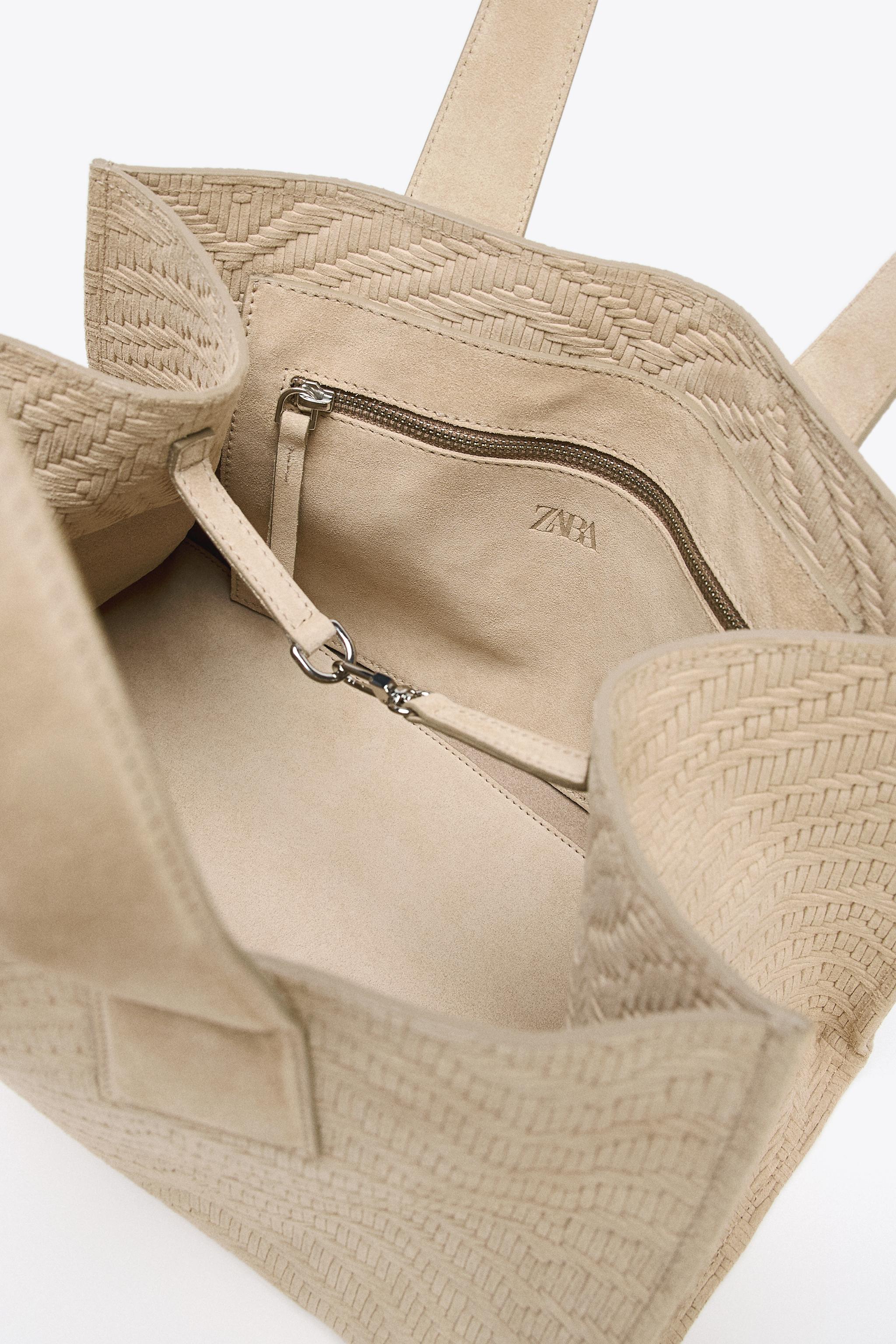 BRAIDED SPLIT LEATHER SHOPPER BAG