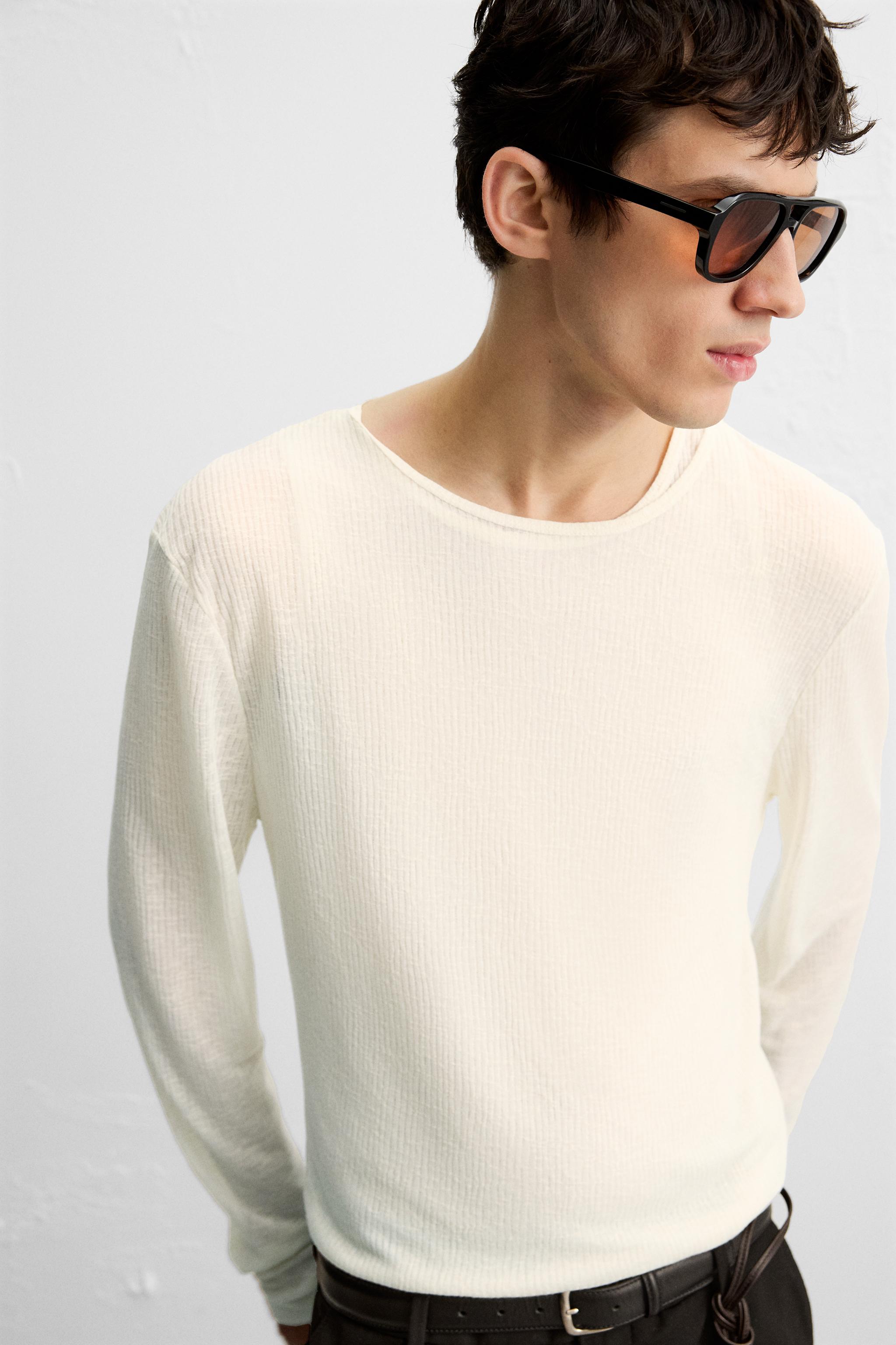 SEMI-SHEER TEXTURED T-SHIRT
