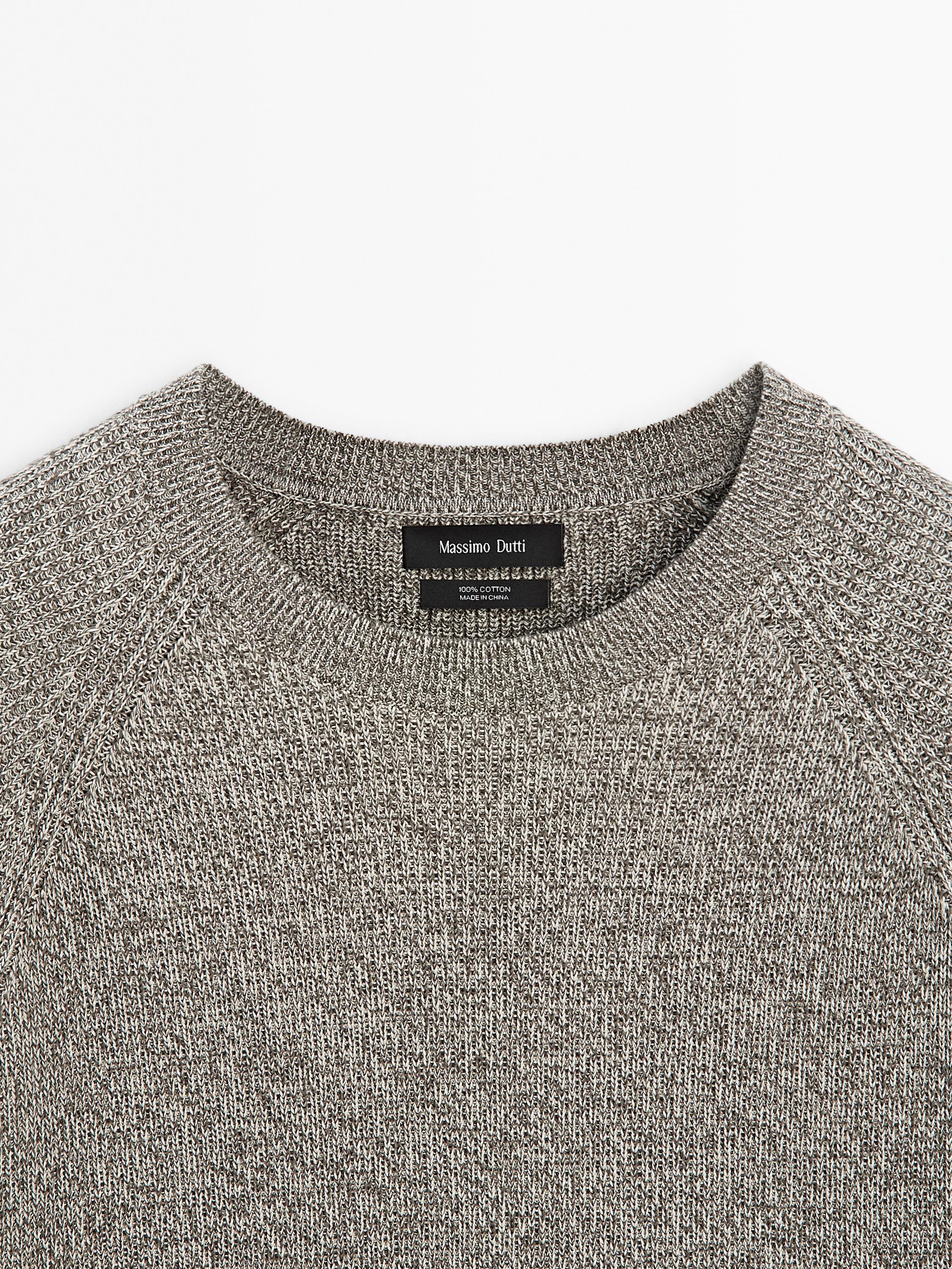 Crew neck mouliné knit sweater