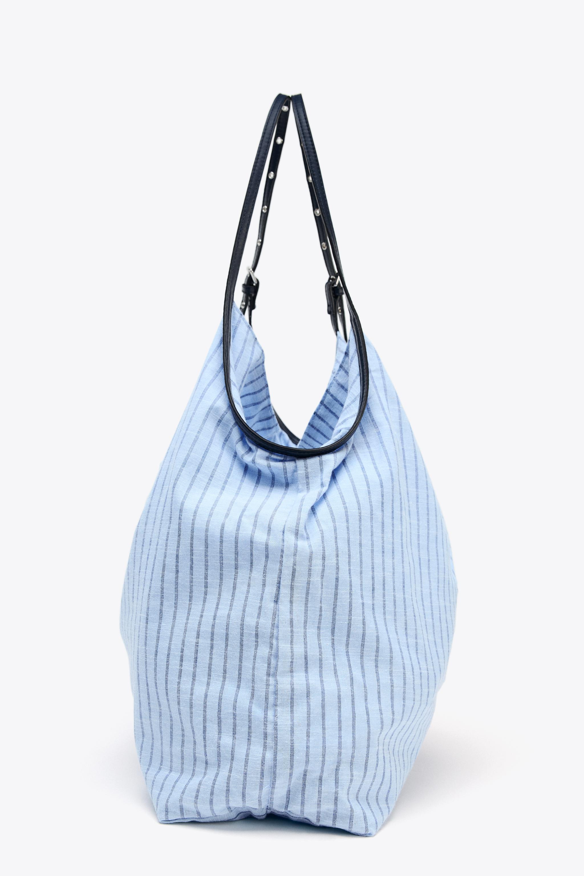 STRIPED WOVEN SHOPPER