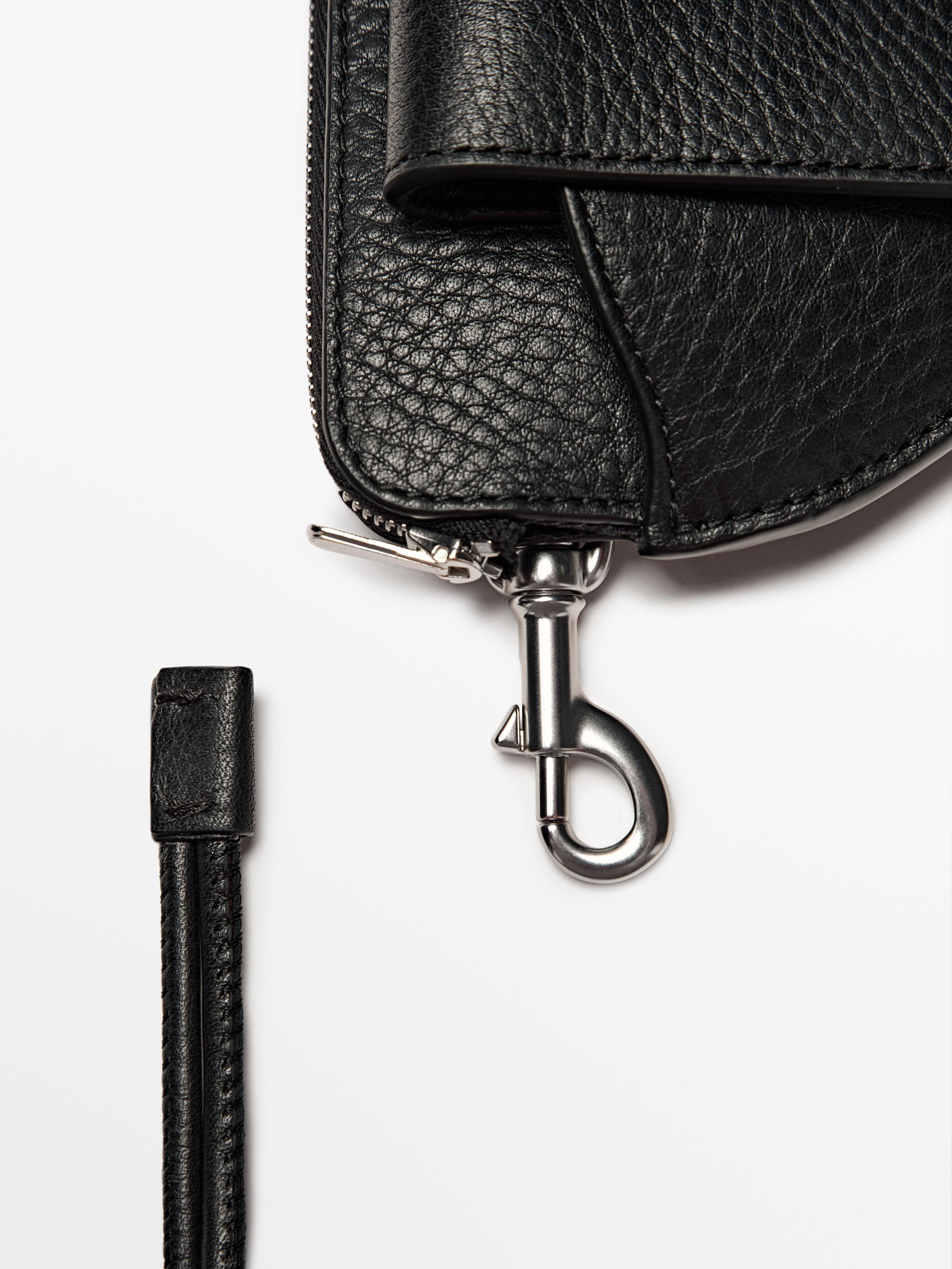 Nappa crossbody glasses case with purse