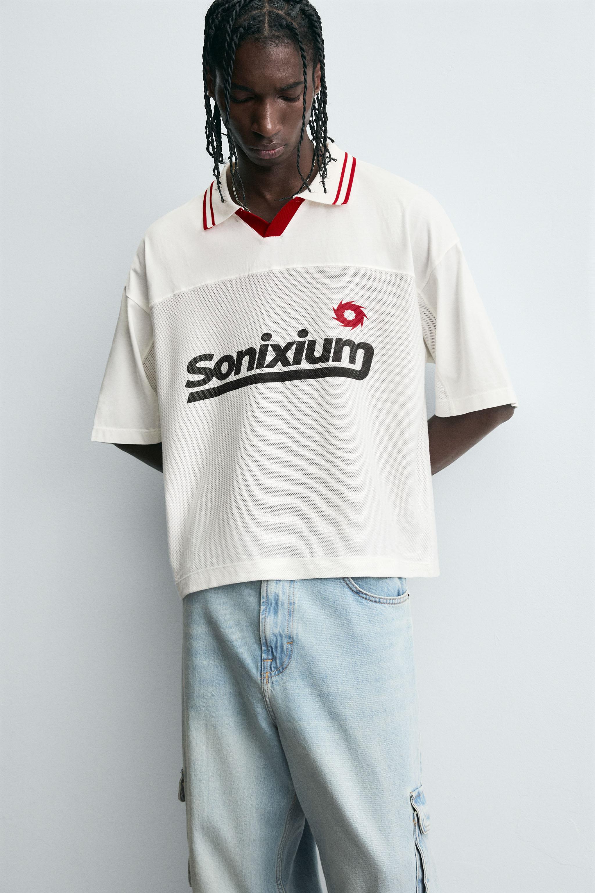 RETRO SOCCER PRINT POLO SHIRT