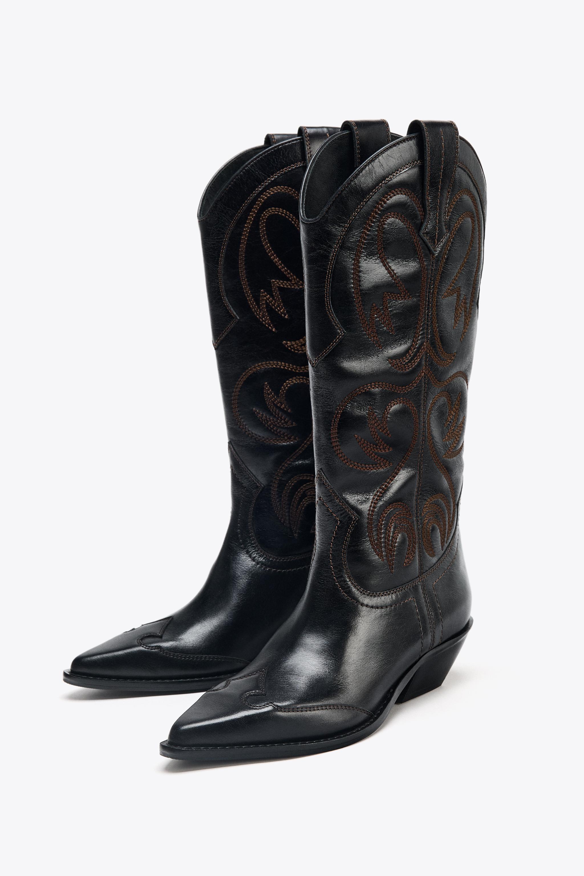 EMBROIDERED LEATHER COWBOY BOOTS