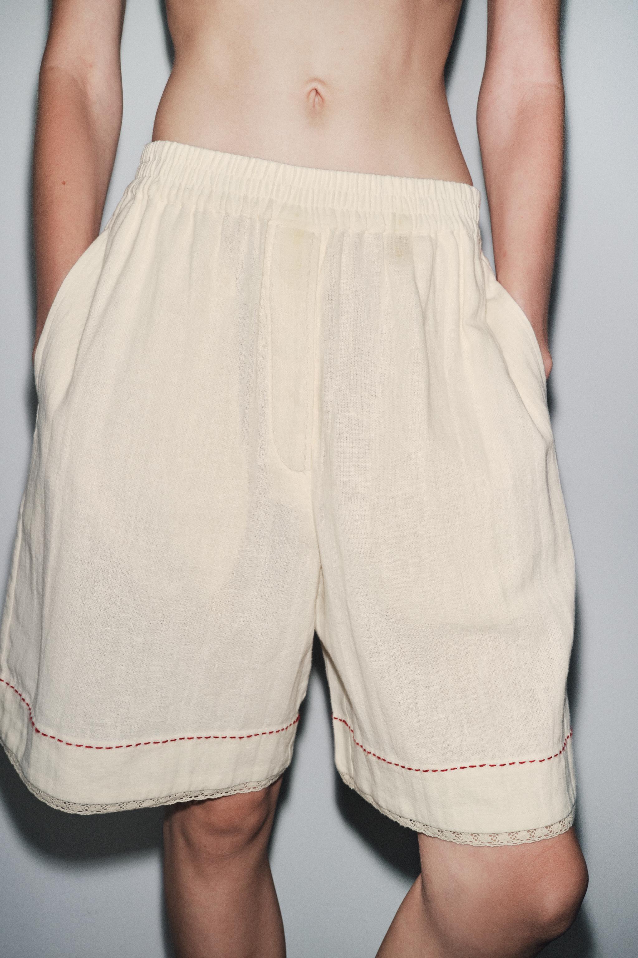 CONTRAST LINEN BERMUDA SHORTS LIMITED EDITION