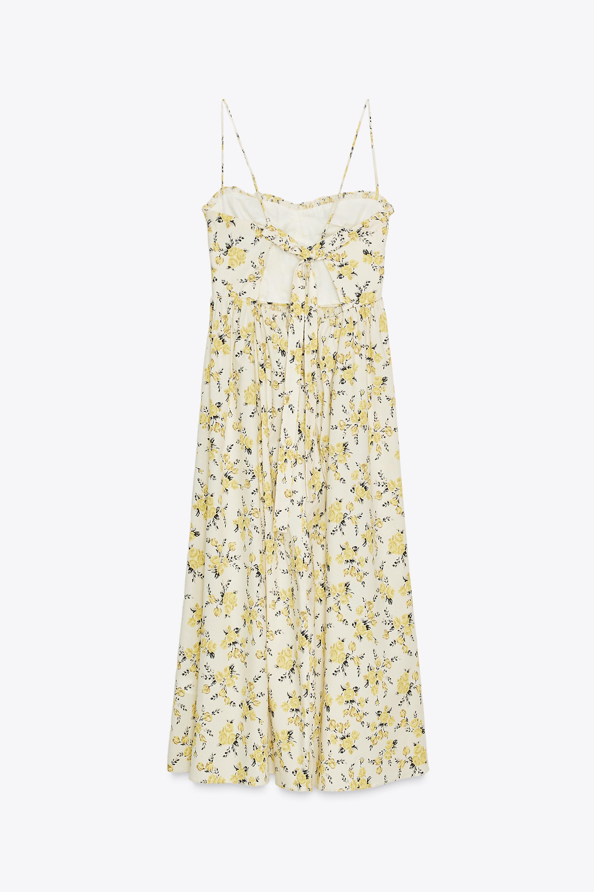 FLORAL PRINT POPLIN MIDI DRESS