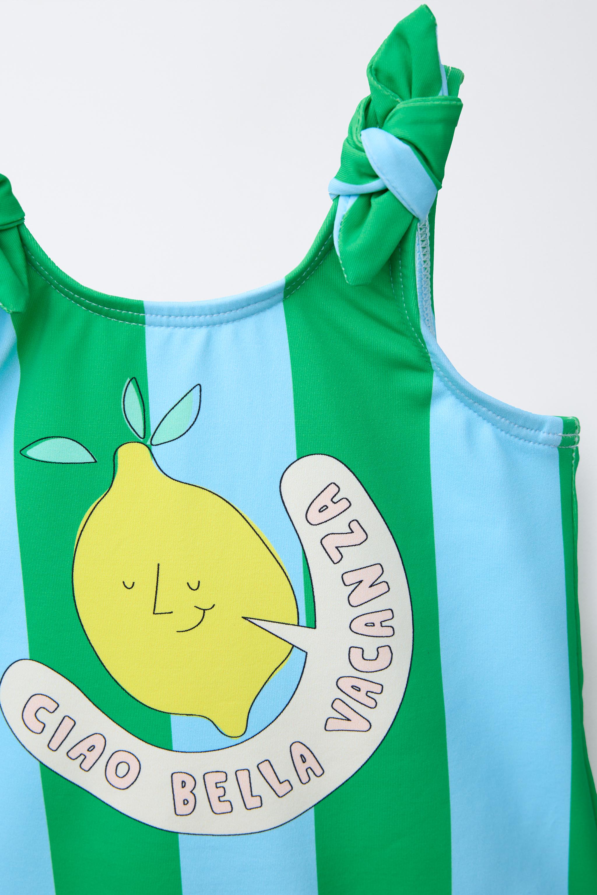 2-6 YEARS/ STRIPED LEMON SWIMSUIT