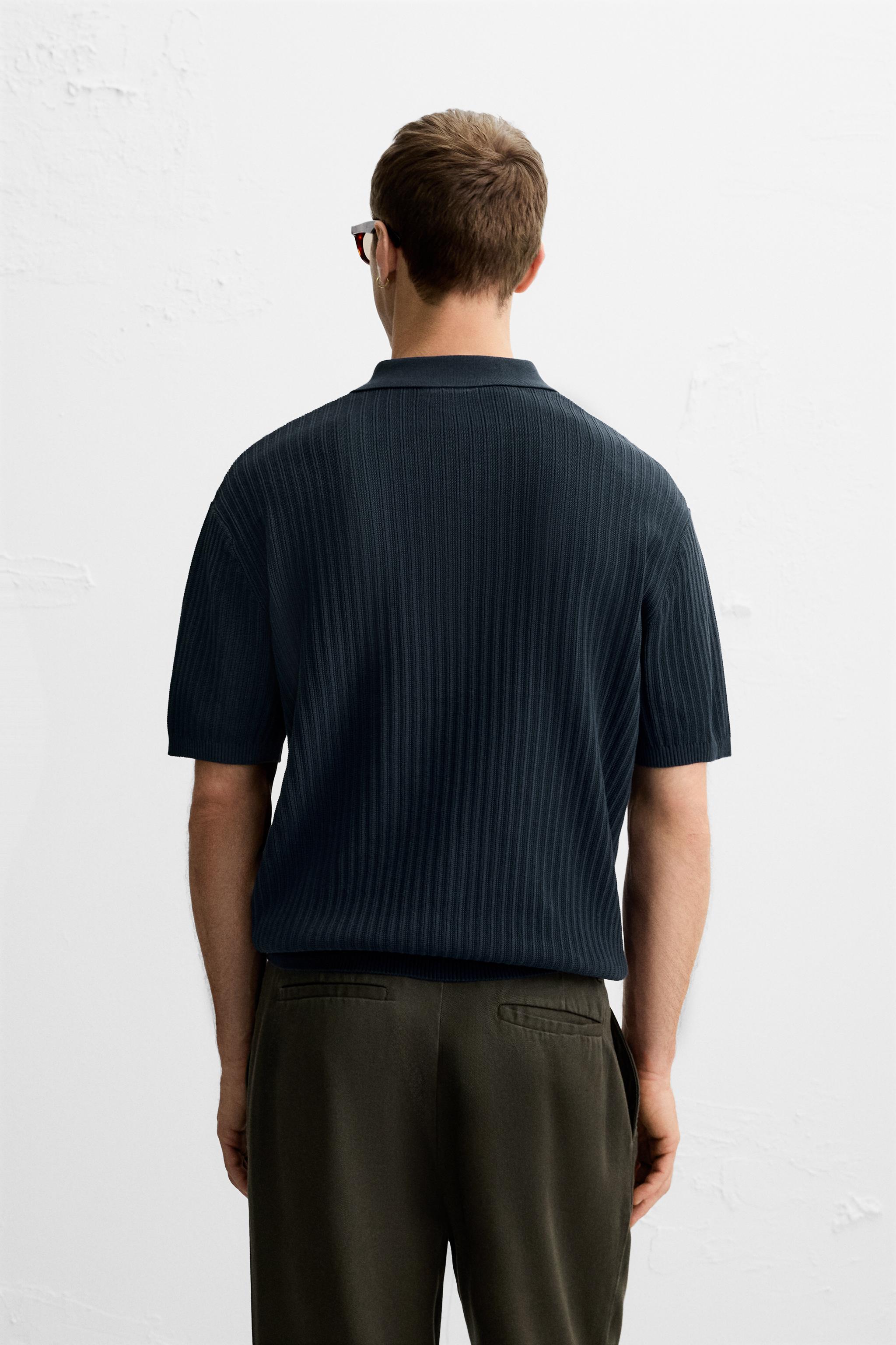 VERTICAL TEXTURED KNIT POLO SHIRT
