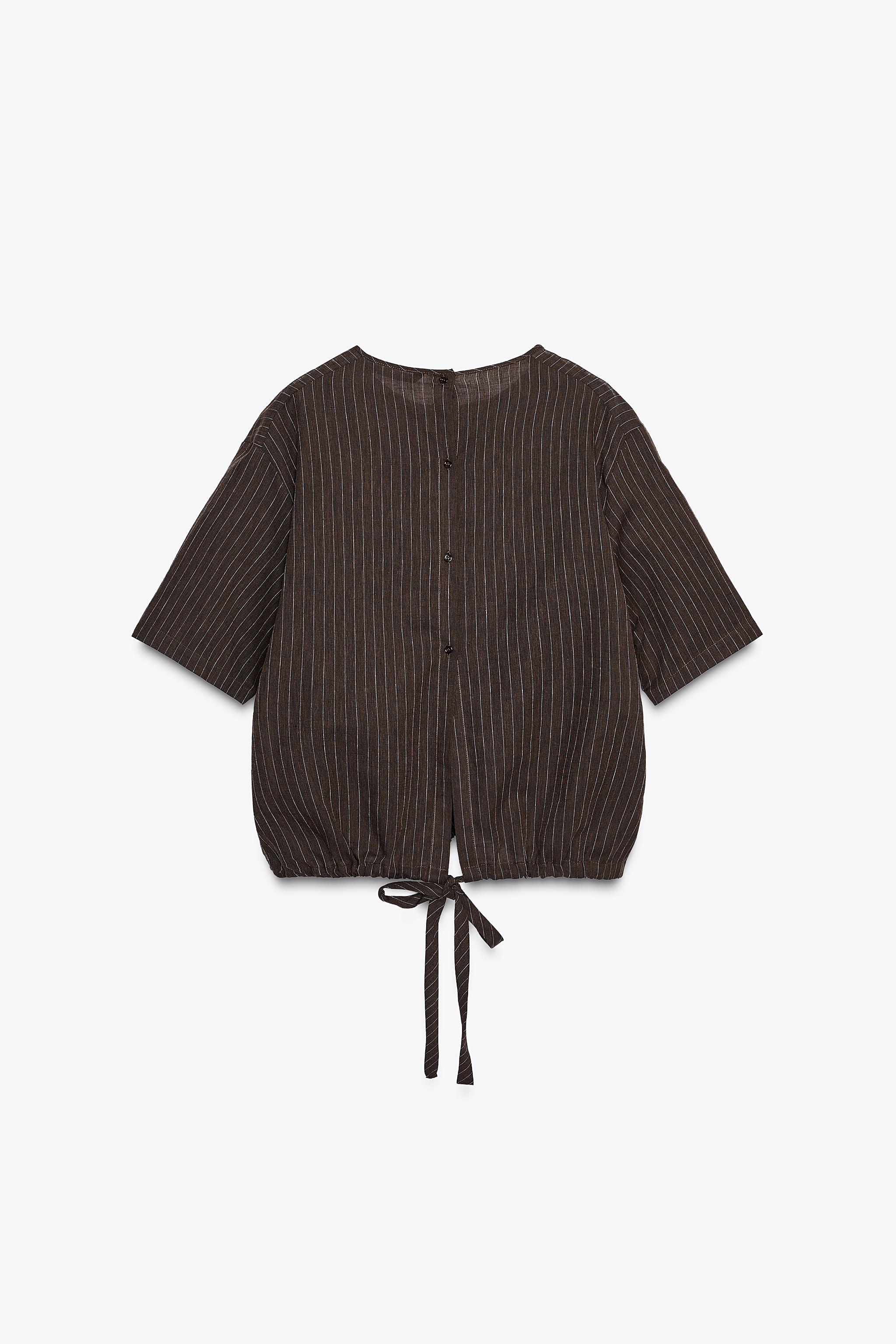 ZW COLLECTION STRIPED LINEN BLEND TOP