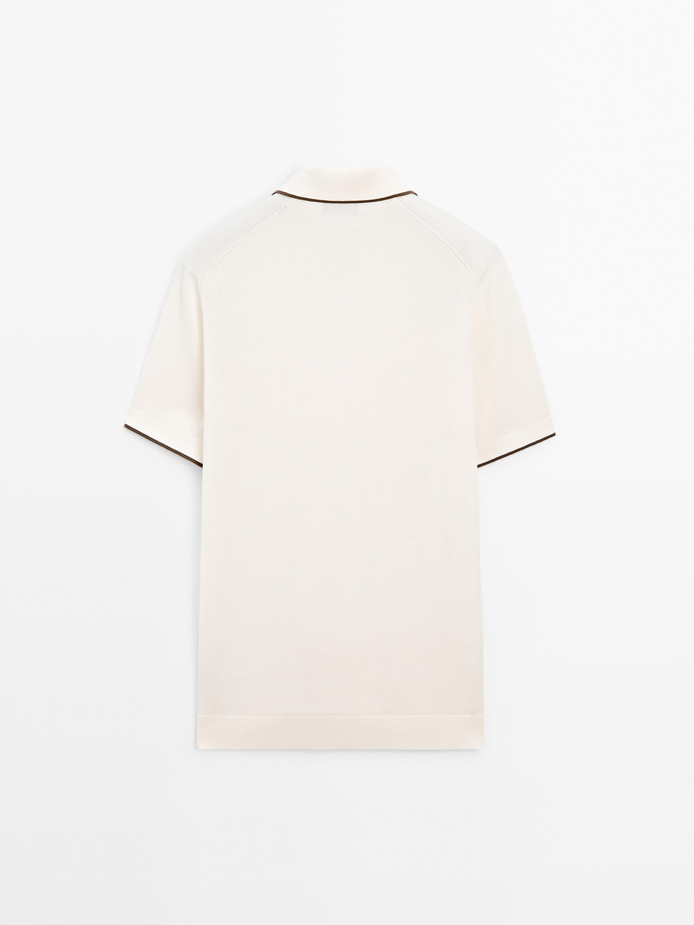 Knit polo shirt with contrast detail
