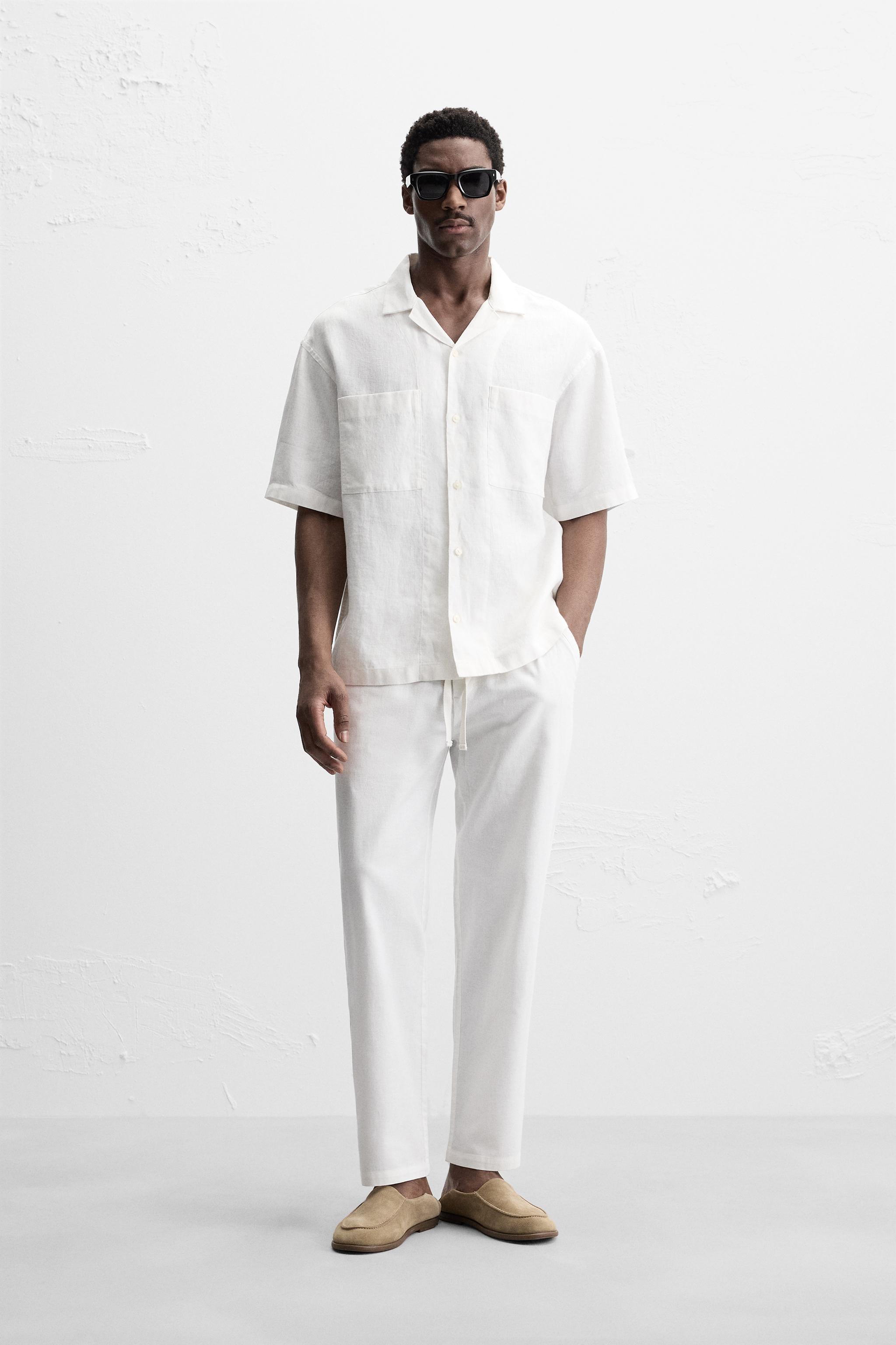 RELAXED FIT COTTON LINEN PANTS