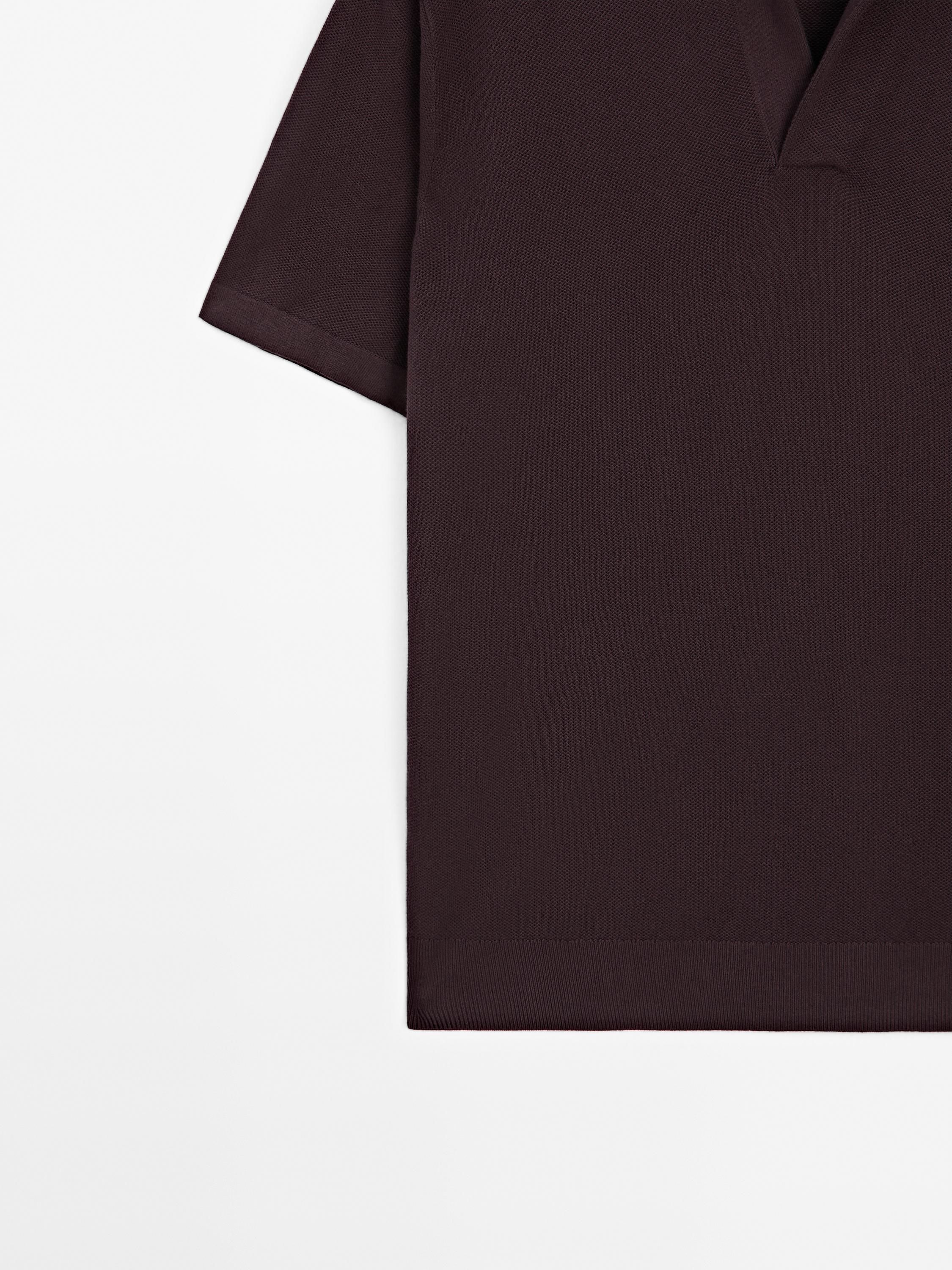 Knit V-neck polo shirt