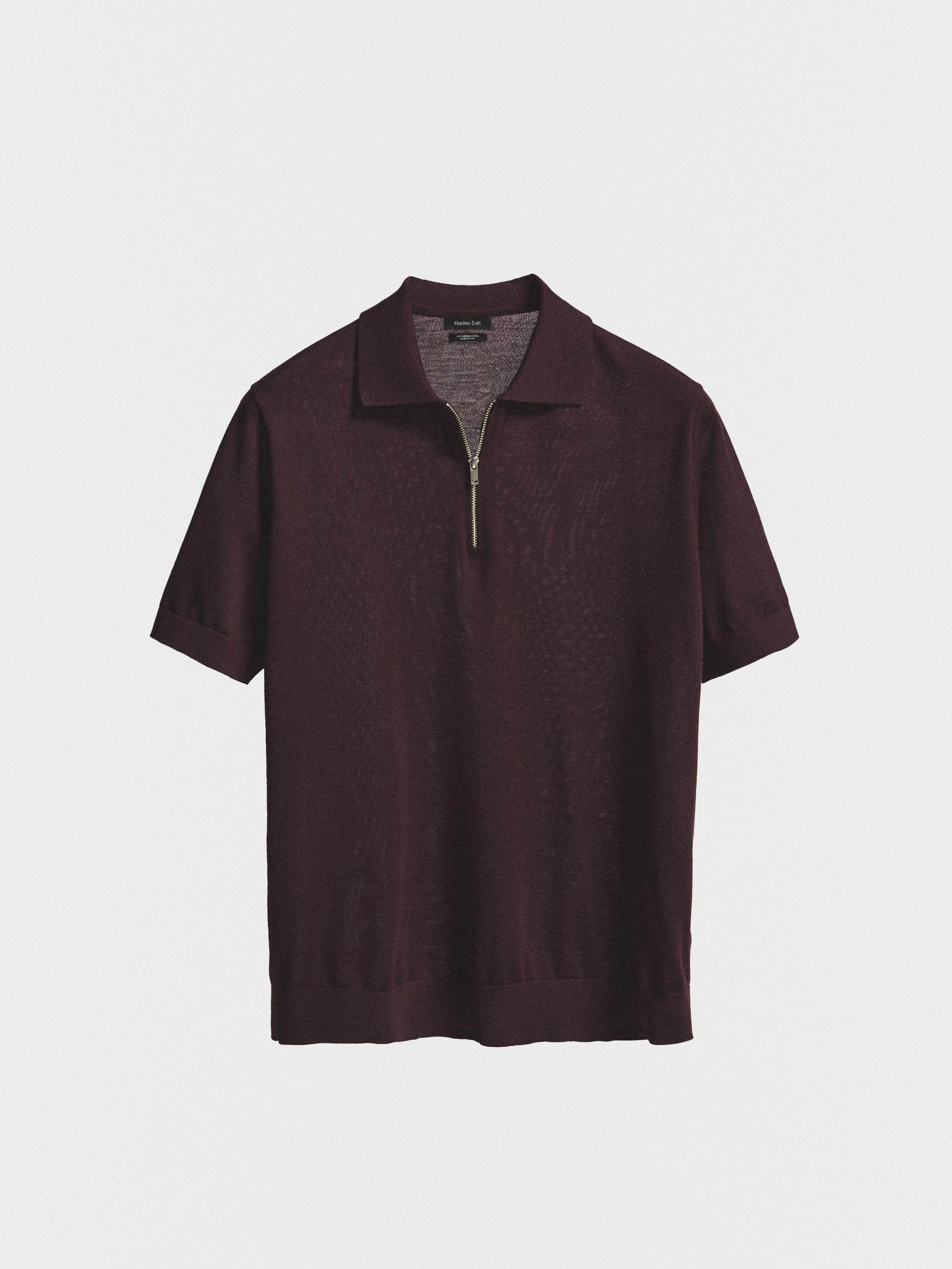 Knit polo shirt with zip collar