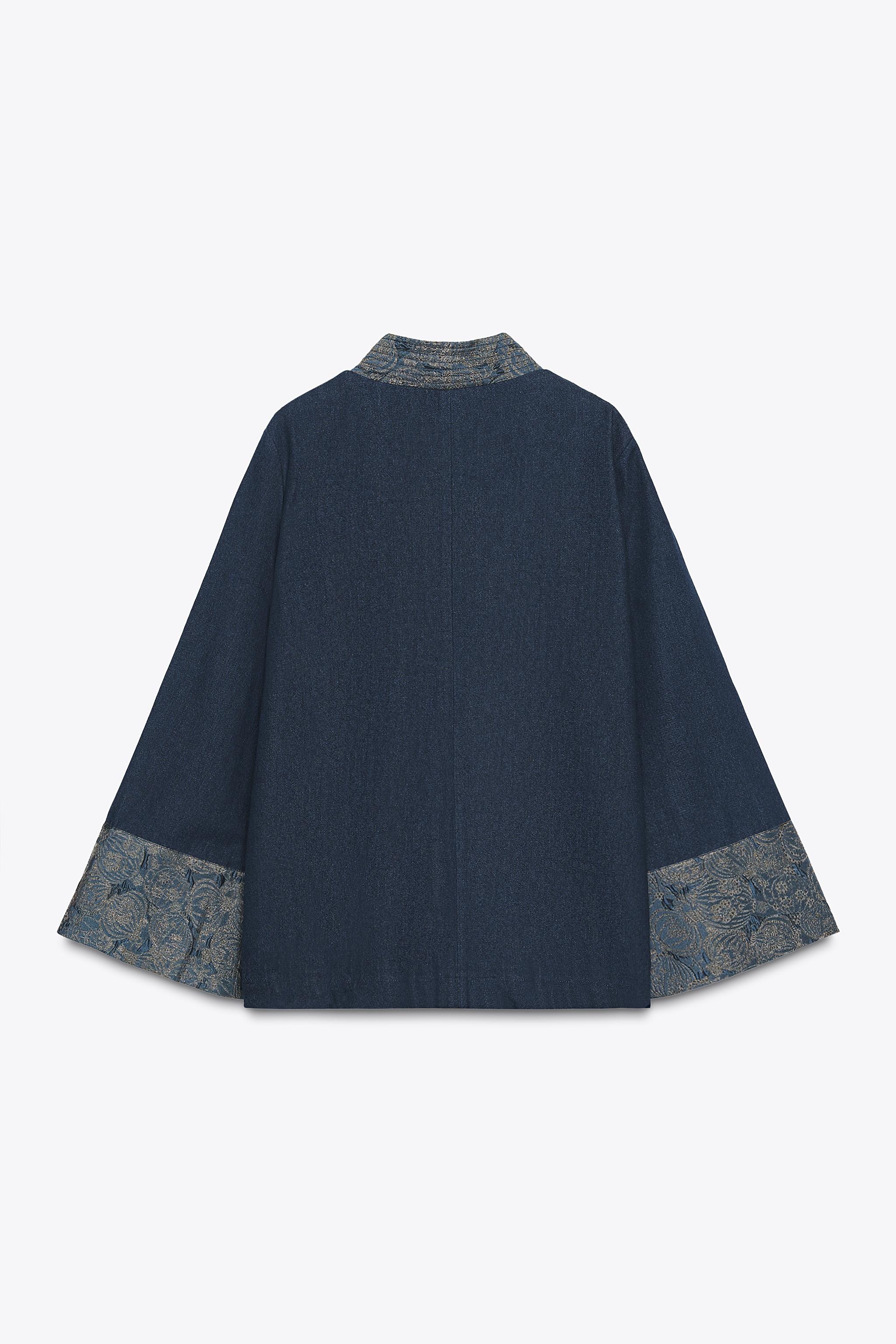 JACQUARD FAUX DENIM KIMONO