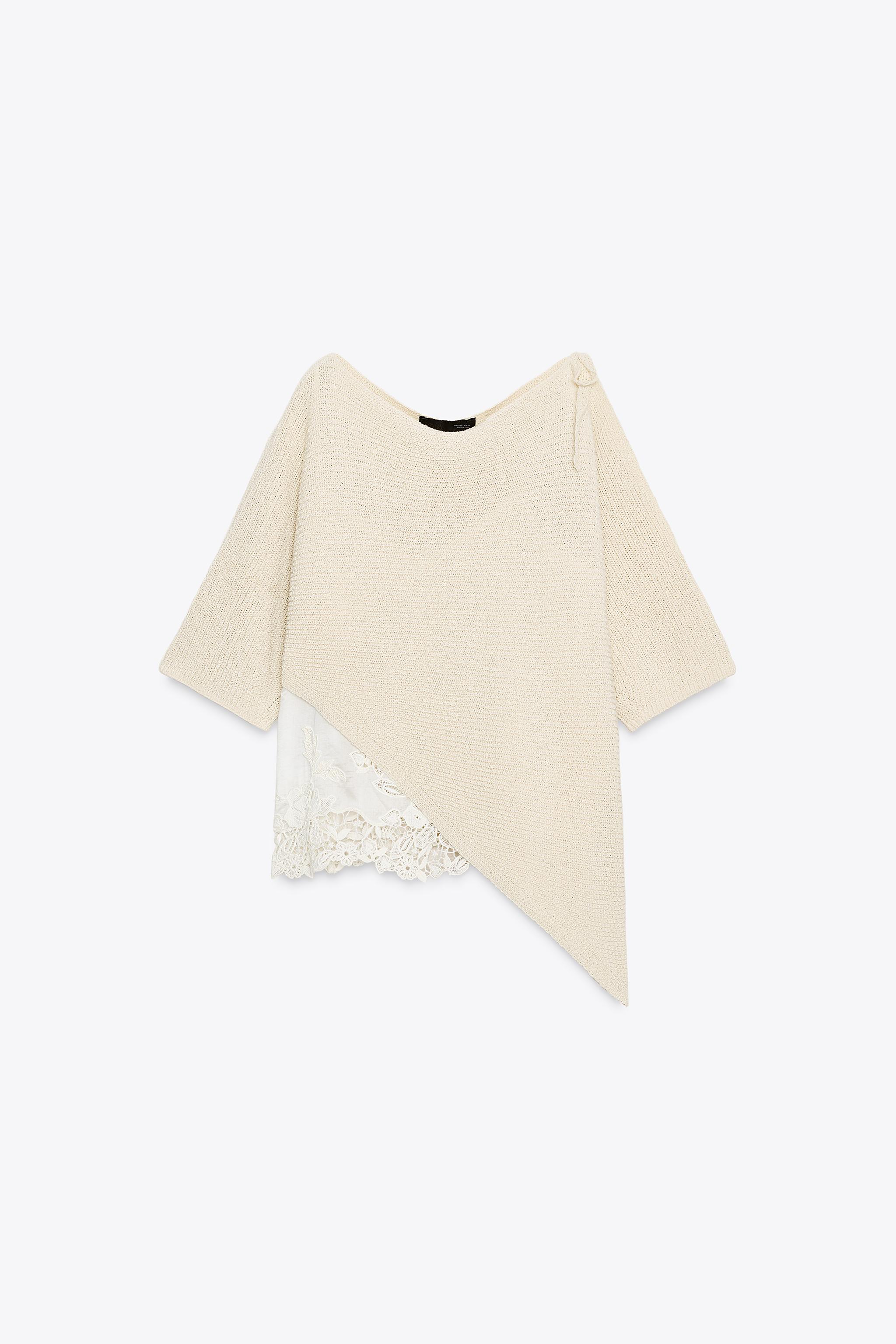 ASYMMETRICAL COMBINATION KNIT TOP