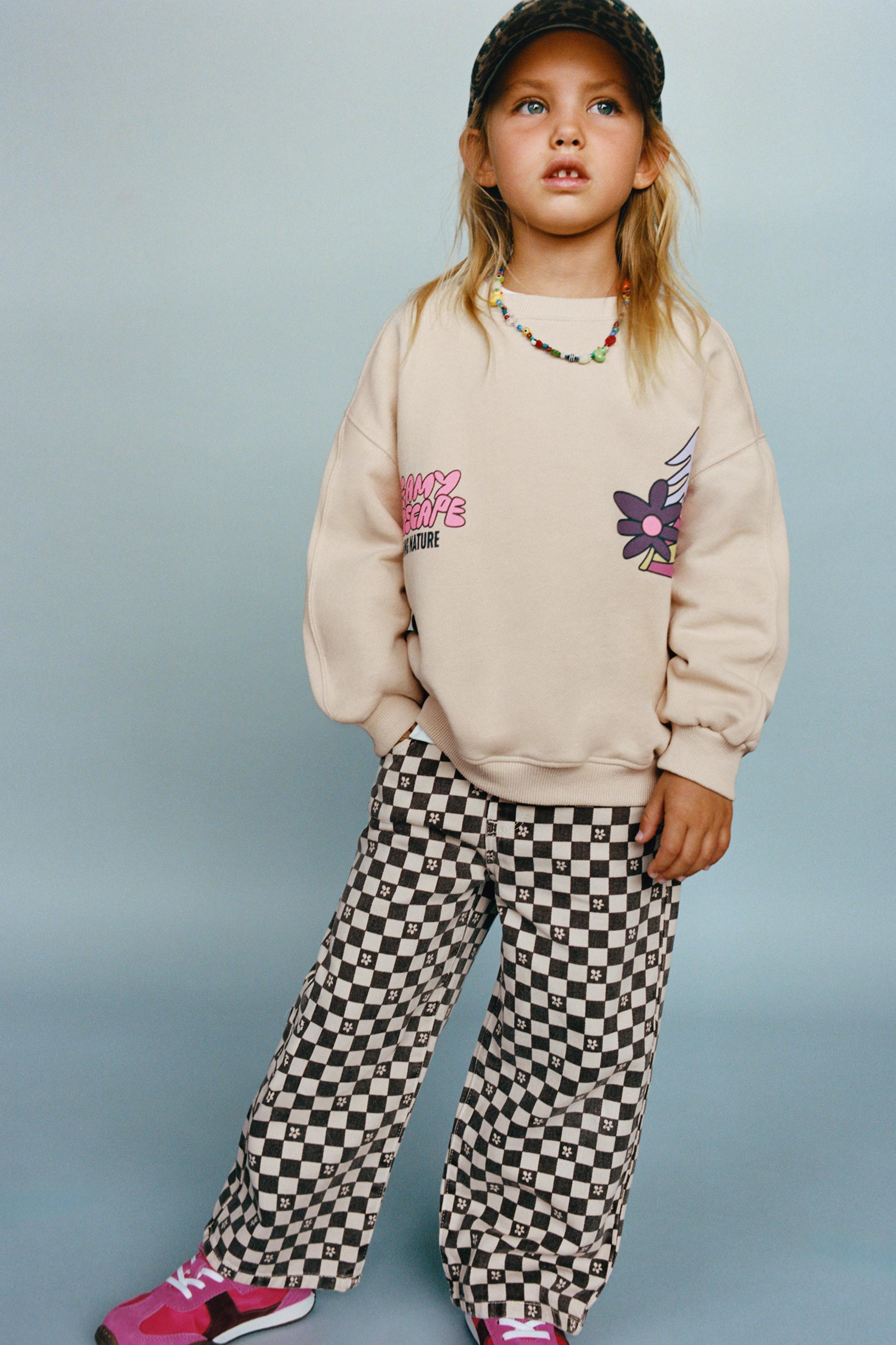 TWILL CULOTTE PANTS WITH CHECKERBOARD PRINT