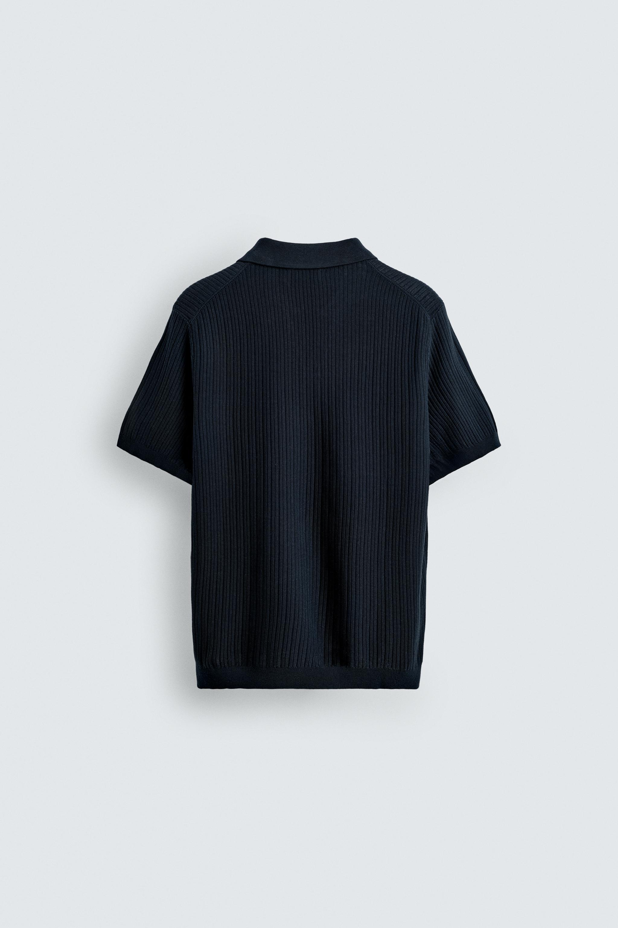 RIBBED KNIT POLO SHIRT