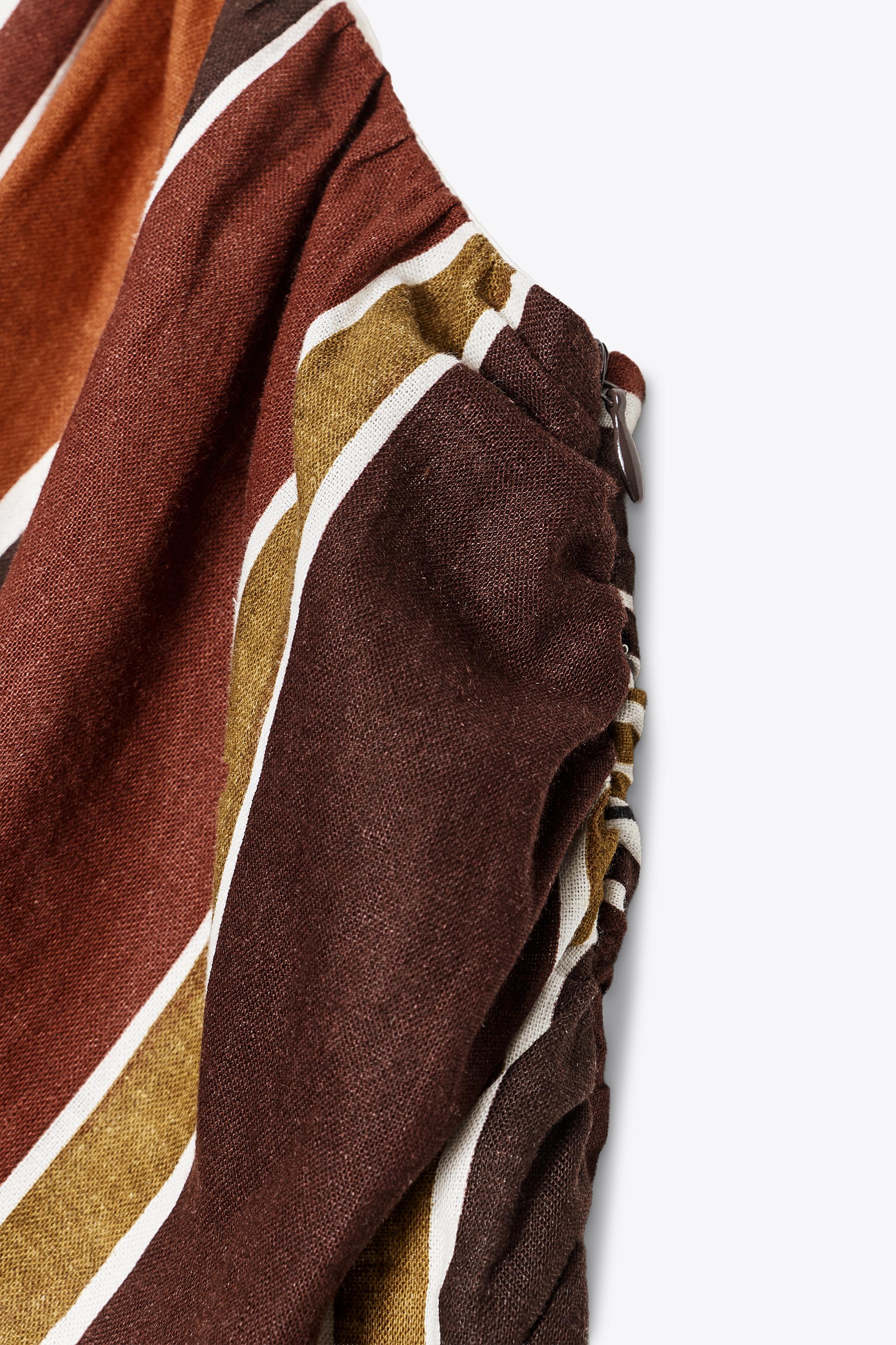 STRIPED ASYMMETRIC MIDI DRESS