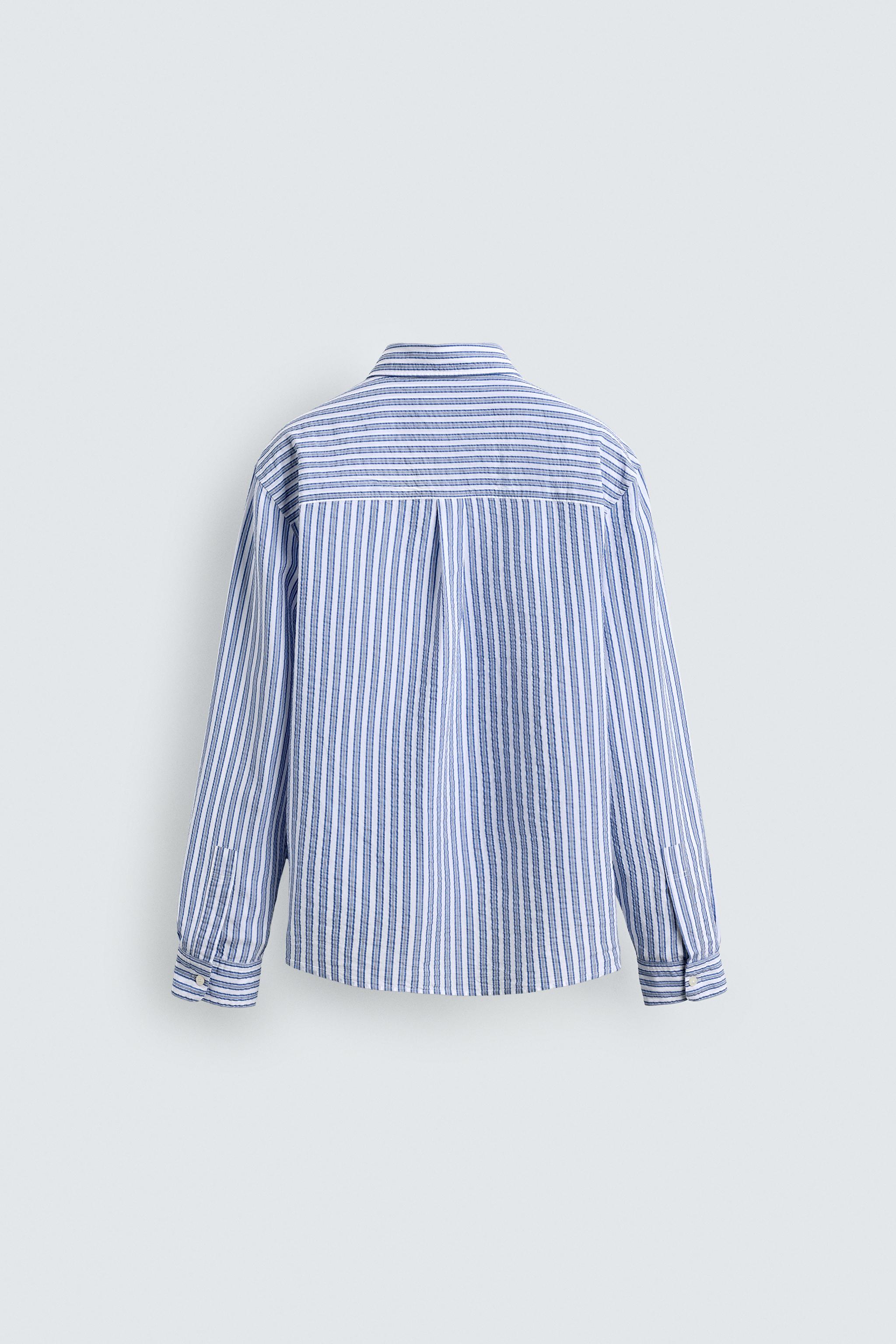 WRINKLED EFFECT STRIPED SHIRT
